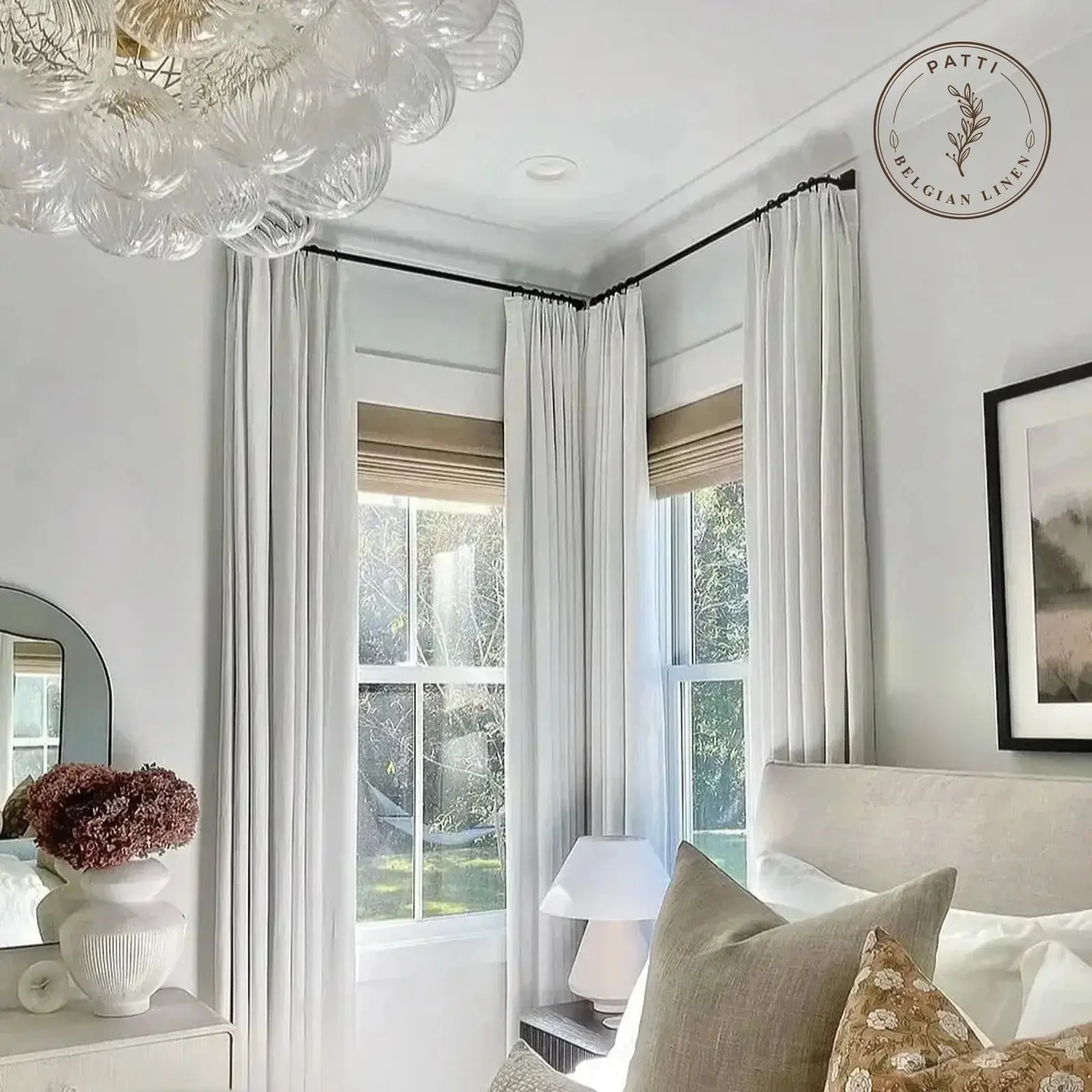TWOPAGES Patti™  Premium Belgian Linen Curtain Pleated