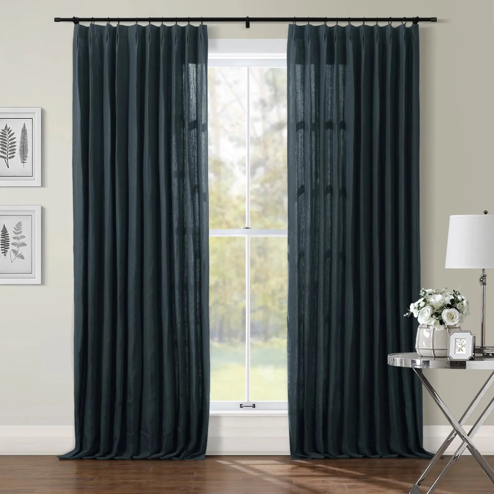 TWOPAGES Patti™  Premium Belgian Linen Curtain Pleated - Image 48