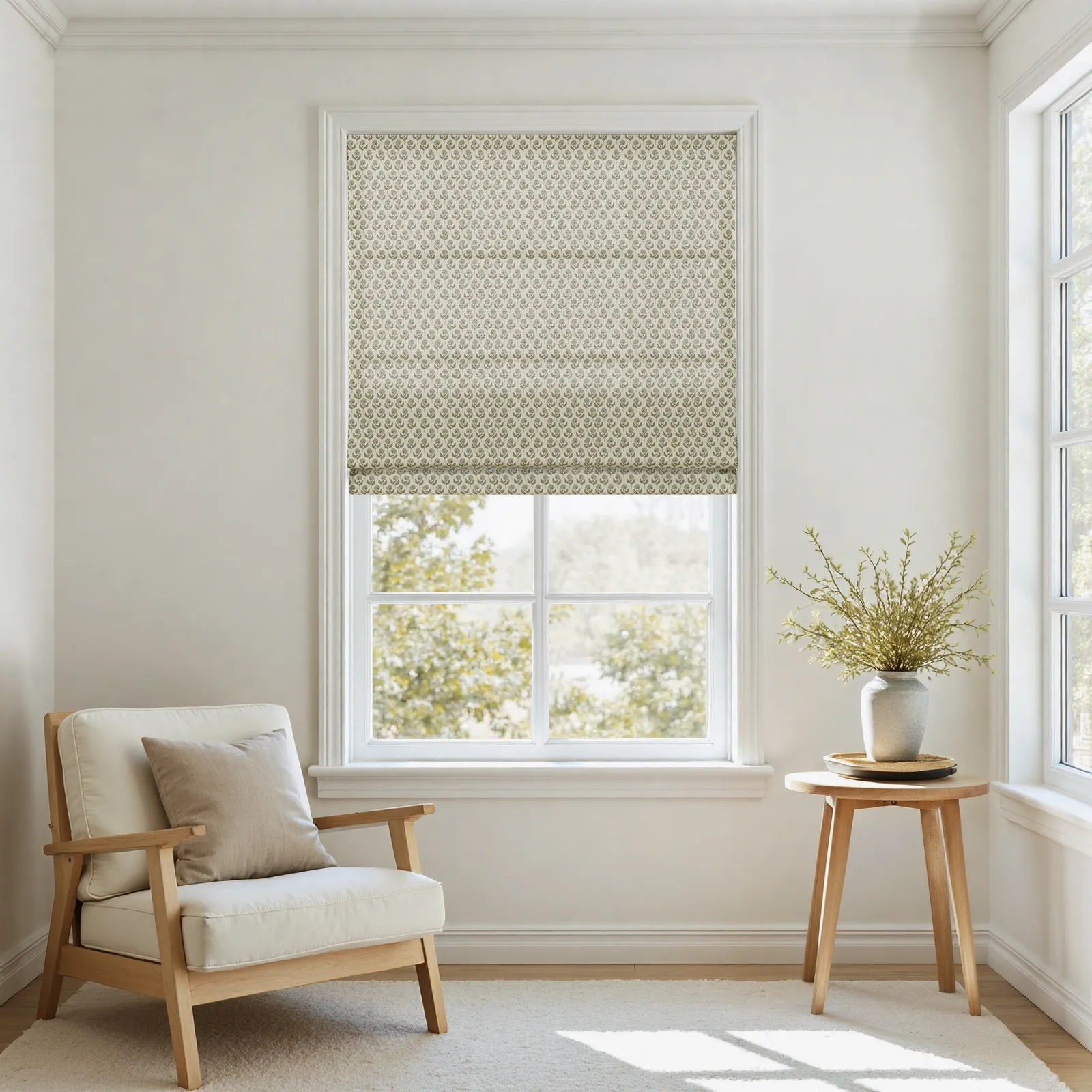 Rebecca Hughes Pattern Cotton Roman Shade Cordless - Image 4