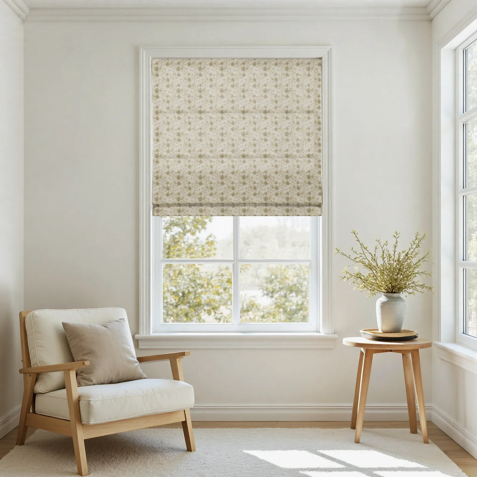 Rebecca Hughes Pattern Cotton Roman Shade Cordless - Image 8