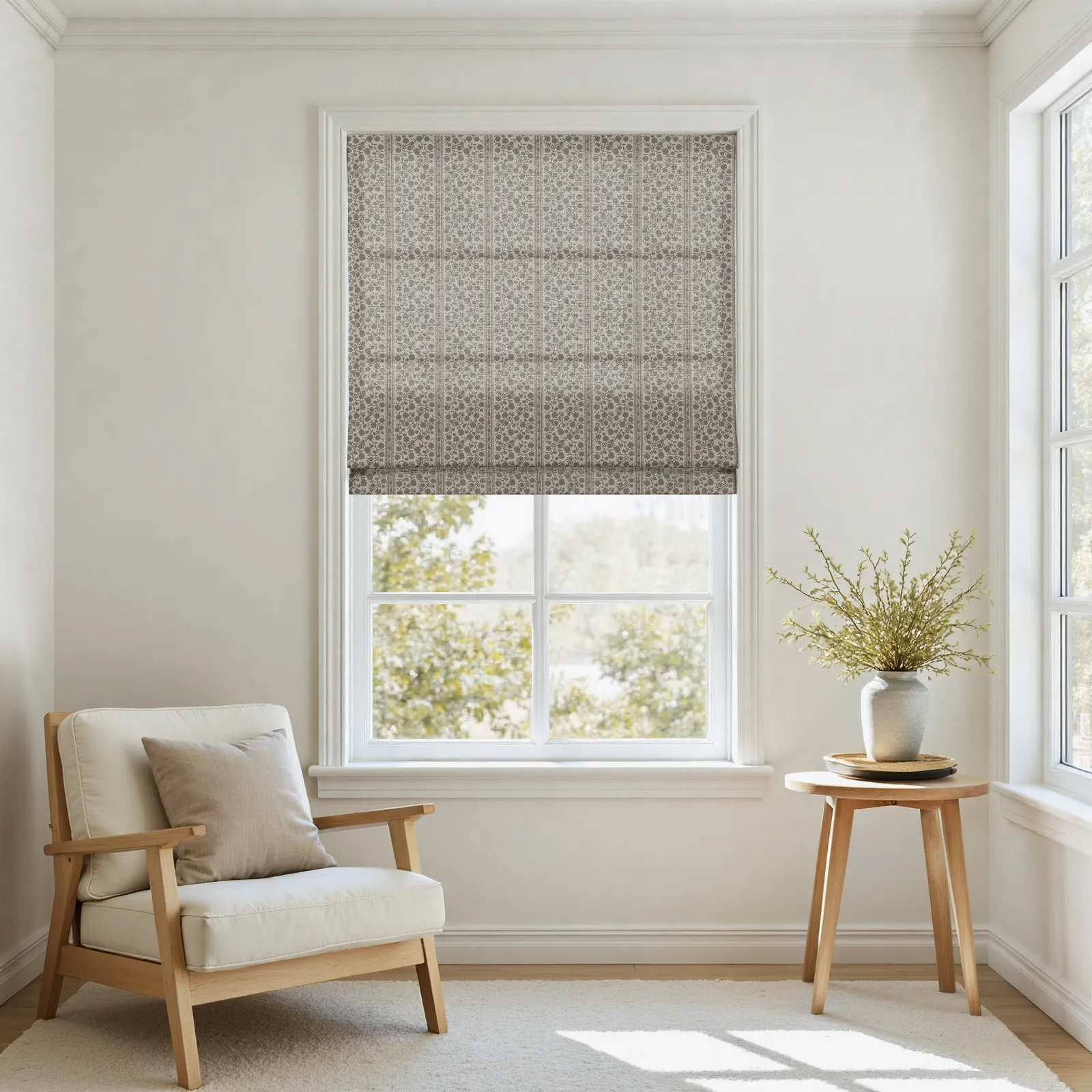 Rebecca Hughes Pattern Cotton Roman Shade Cordless - Image 9