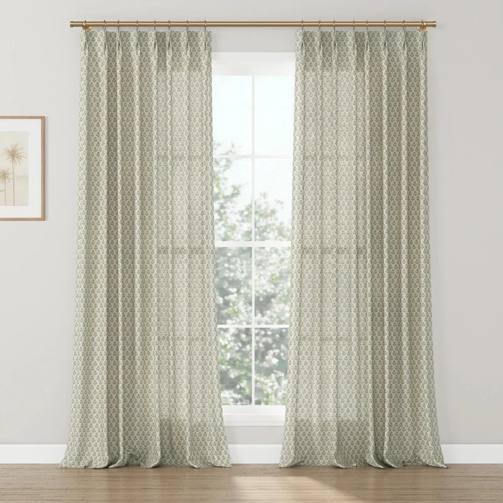 Rebecca Hughes Vintage Print Cotton Drapery Pleated - Image 2