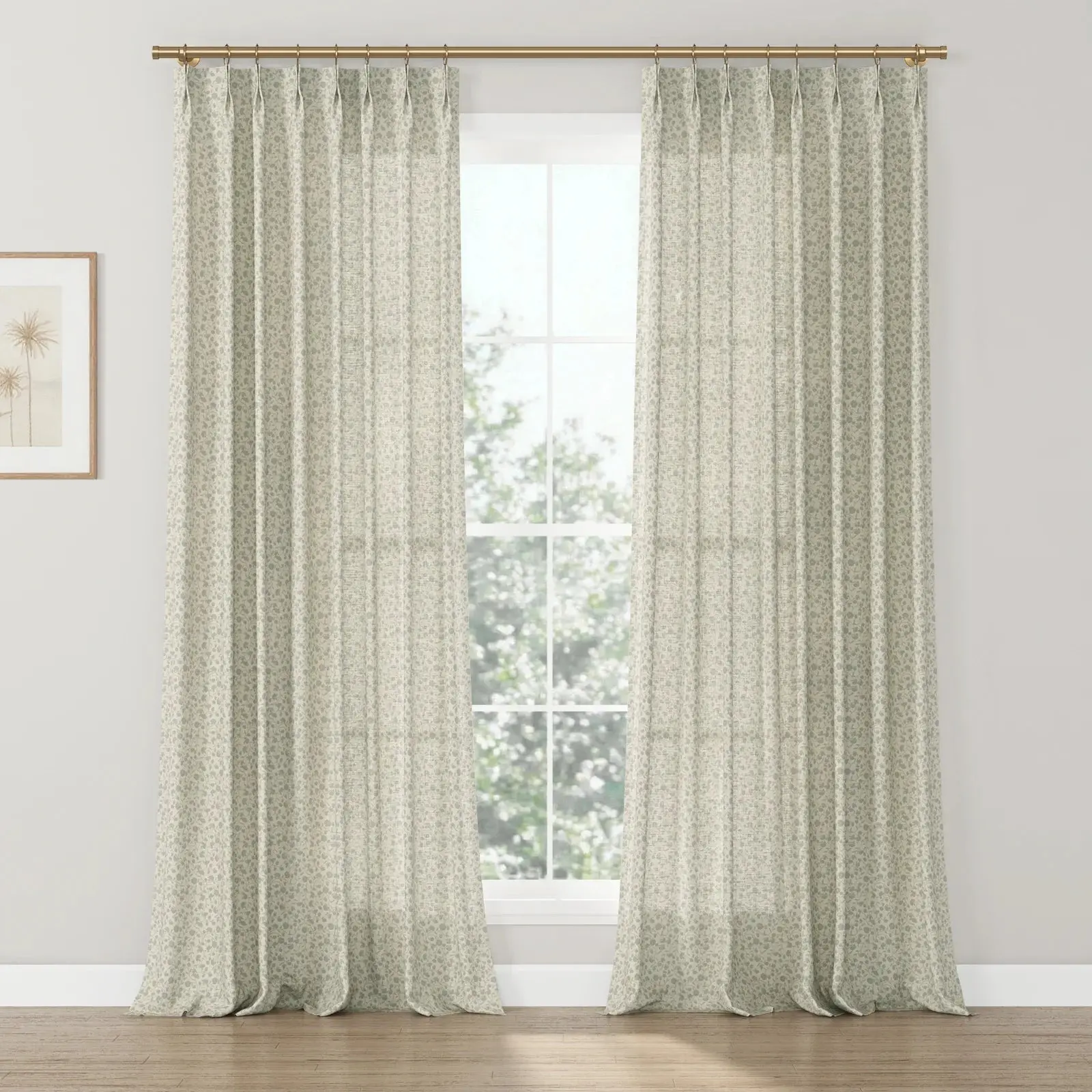 Rebecca Hughes Vintage Print Cotton Drapery Pleated - Image 4