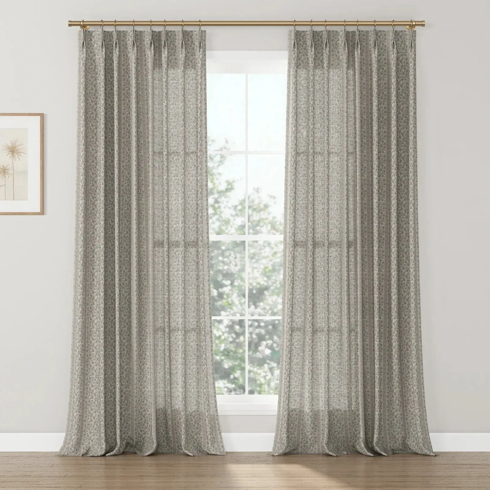 Rebecca Hughes Vintage Print Cotton Drapery Pleated - Image 5
