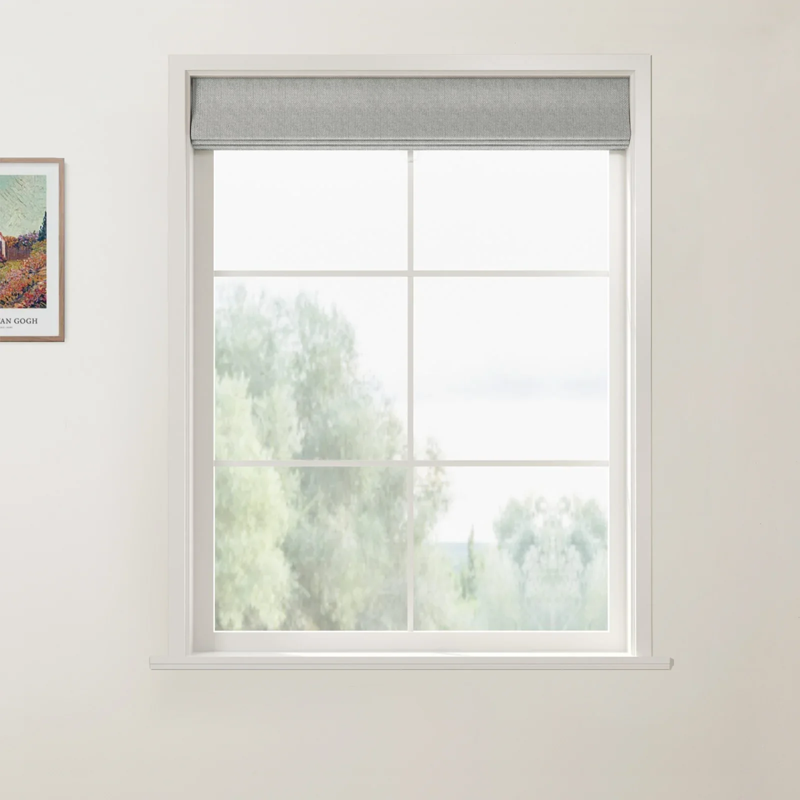 Ron Linen Cotton Herringbone Front Slat Roman Shade Cordless - Image 15