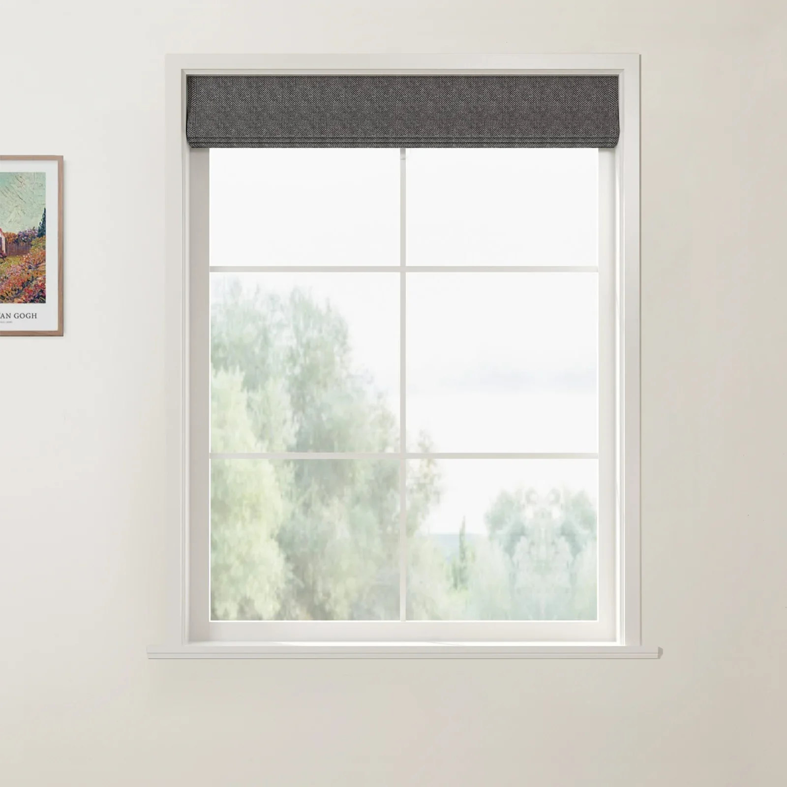 Ron Linen Cotton Herringbone Front Slat Roman Shade Cordless - Image 21