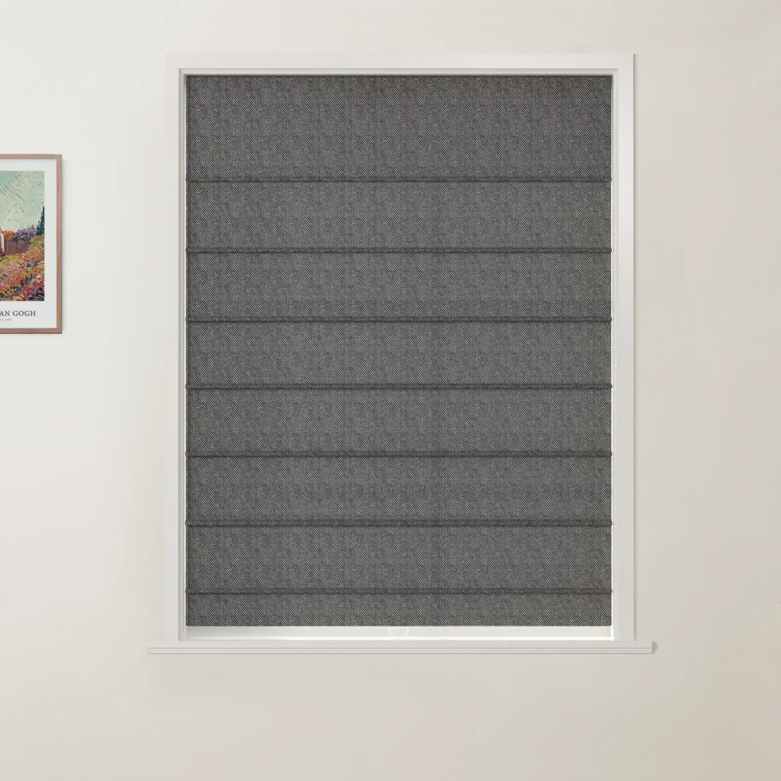 Ron Linen Cotton Herringbone Front Slat Roman Shade Cordless - Image 31