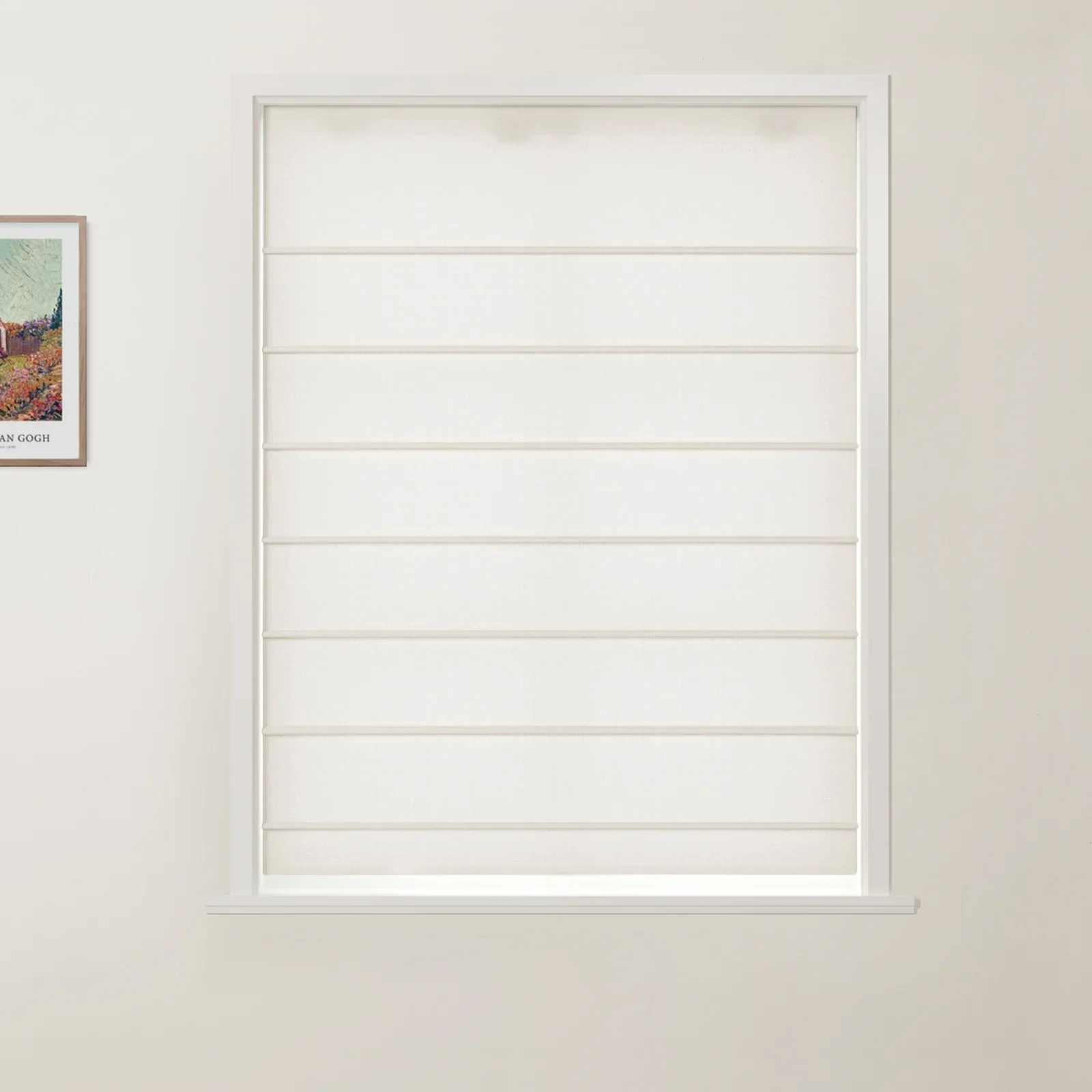 Ron Linen Cotton Herringbone Front Slat Roman Shade Cordless - Image 6