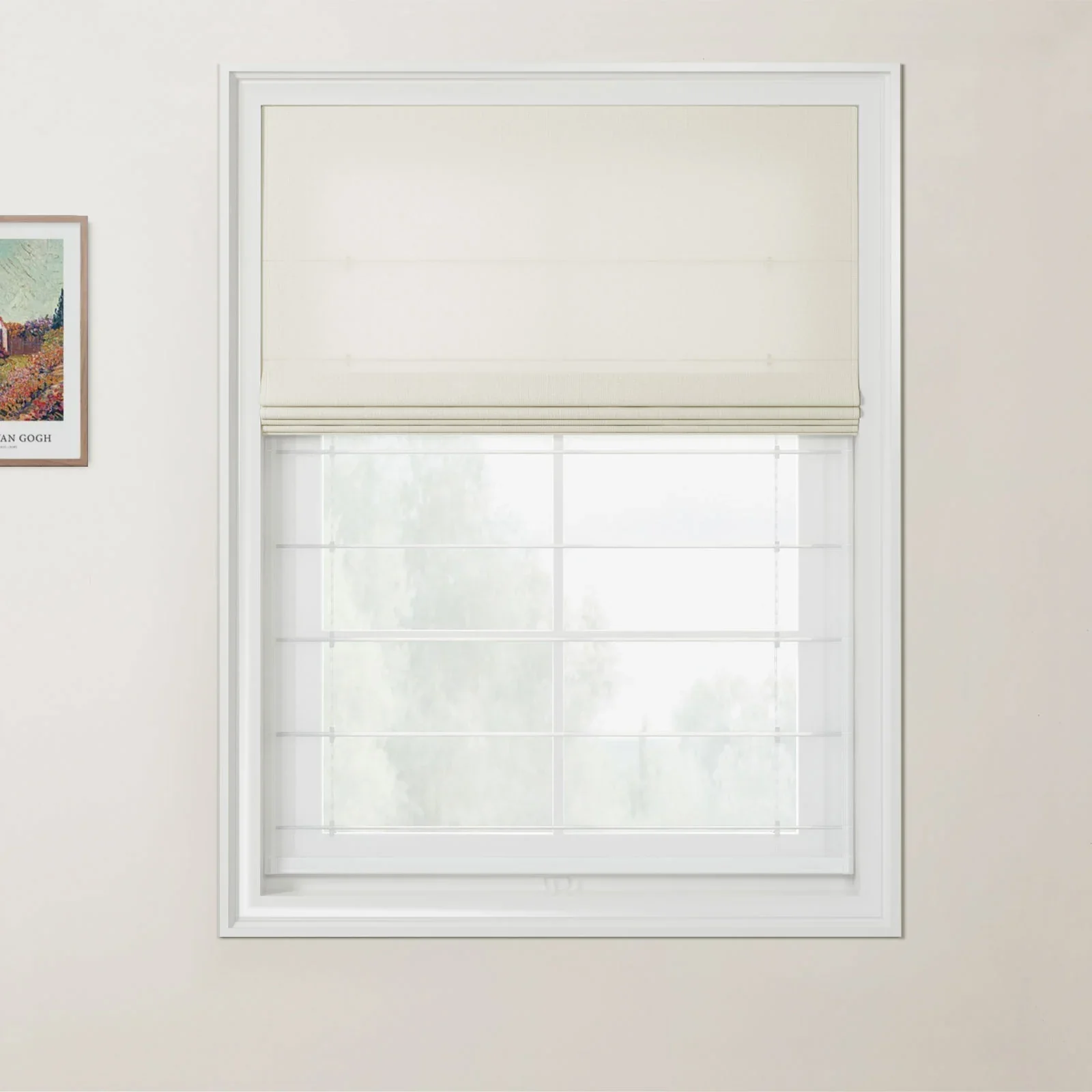 Ron Linen Cotton Herringbone Day Night Roman Shade Cordless - Image 7