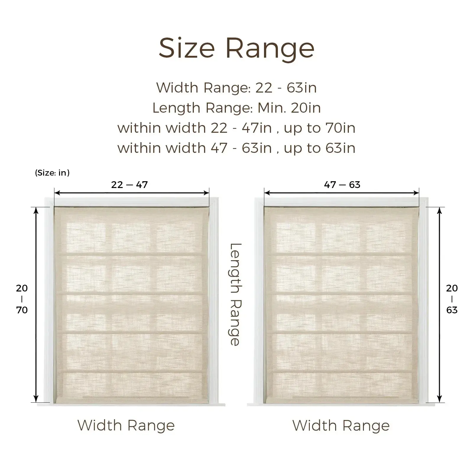 TWOPAGES Liz™ Linen Roman Shade Cordless Plus Size - Image 14