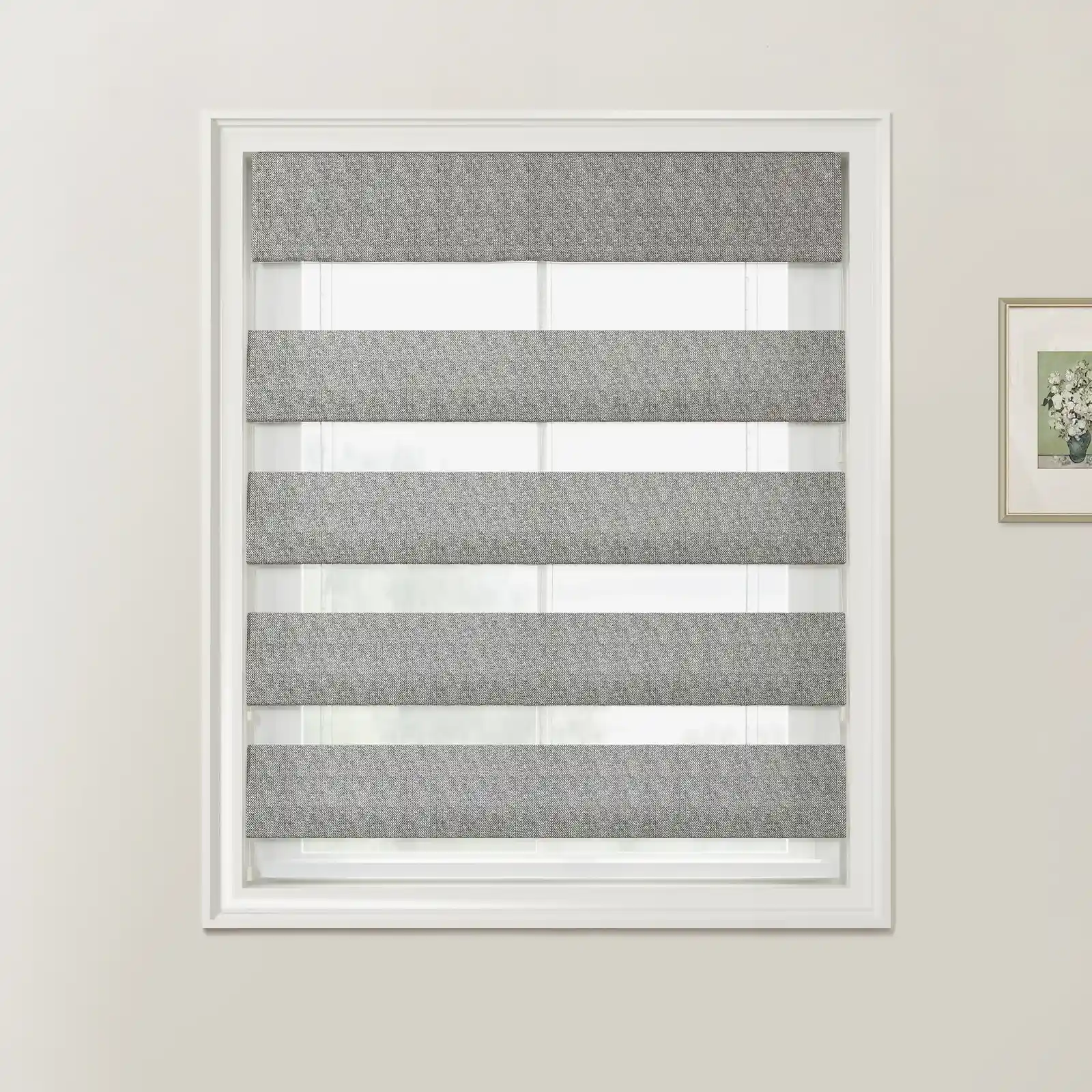 Ron Herringbone Texture Zebra Roman Blinds Cord Lift - Image 23