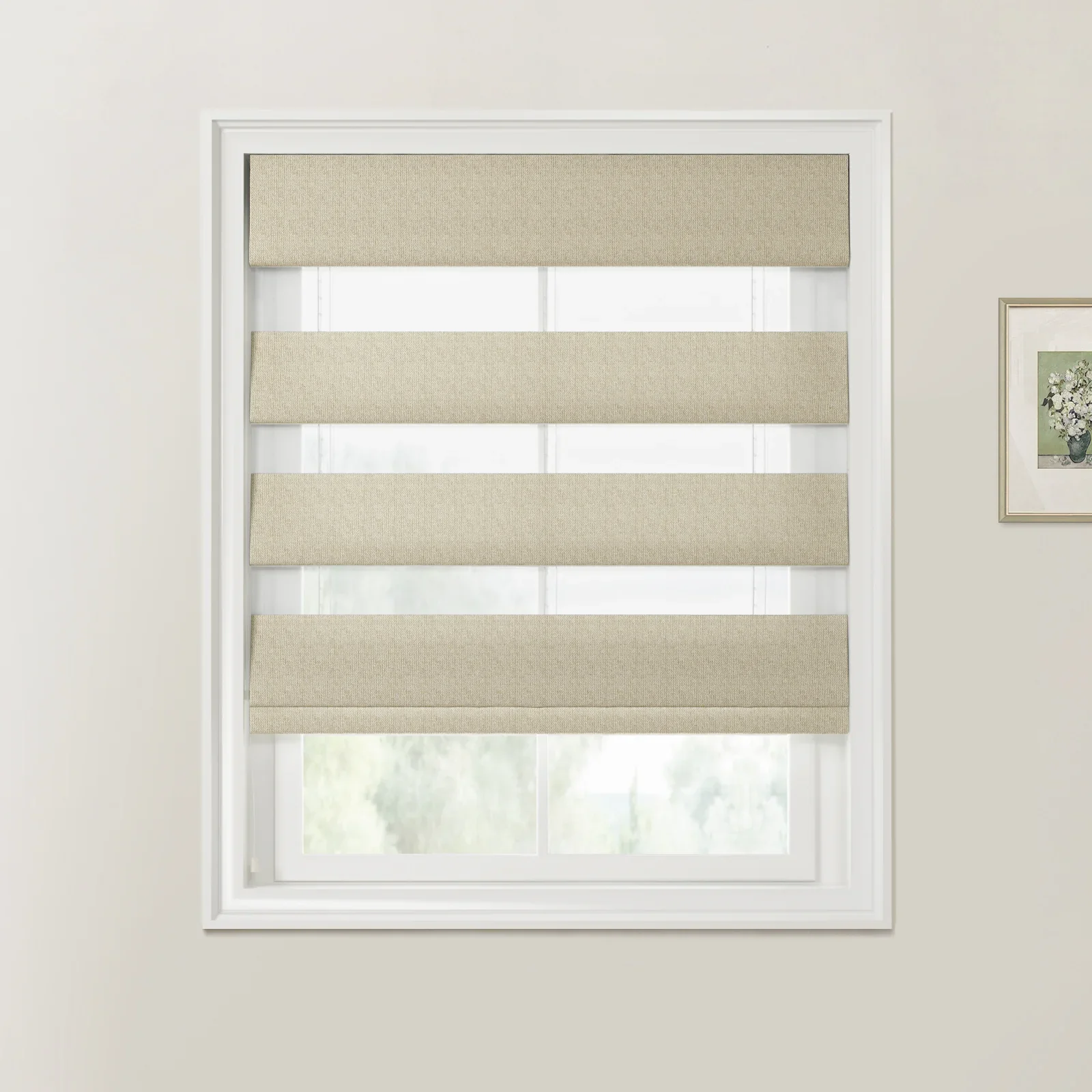 Ron Herringbone Texture Zebra Roman Blinds Cord Lift - Image 34