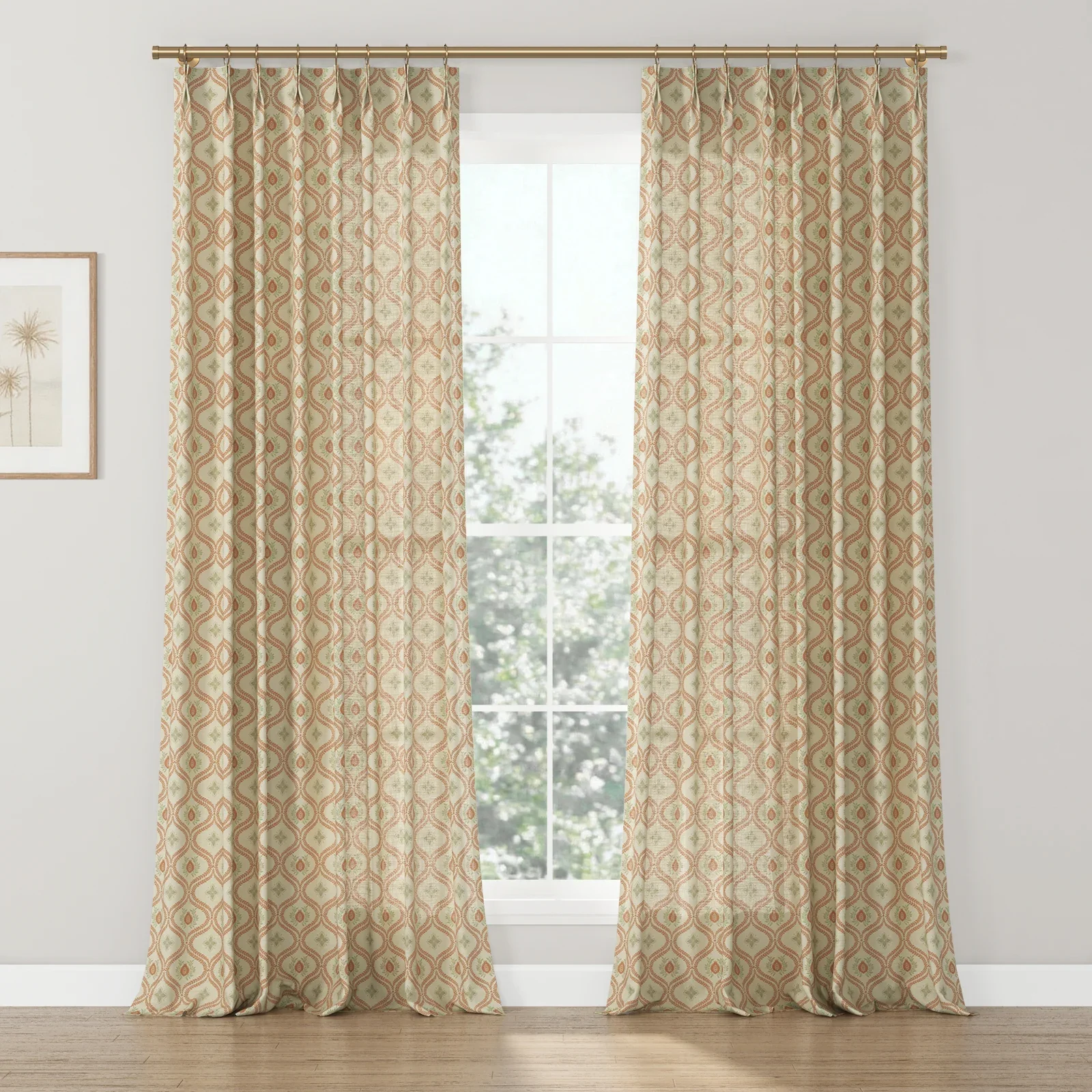 Sabrina Ramkhelawan Canyon Grove Cotton Print Drapery Pleated