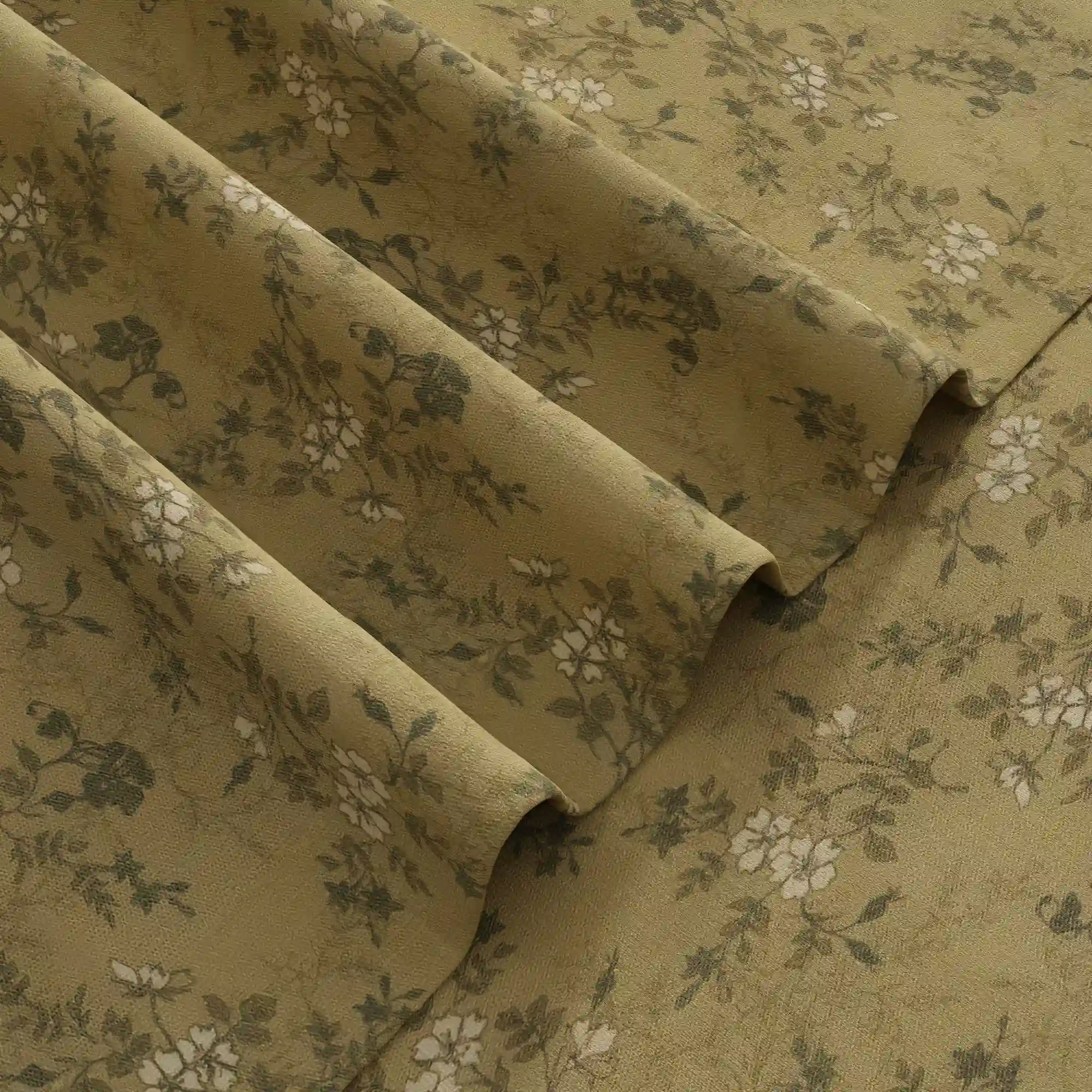 Sara Le Linen Copper Floral Print Pinch Pleat Curtain Unlined - Image 4
