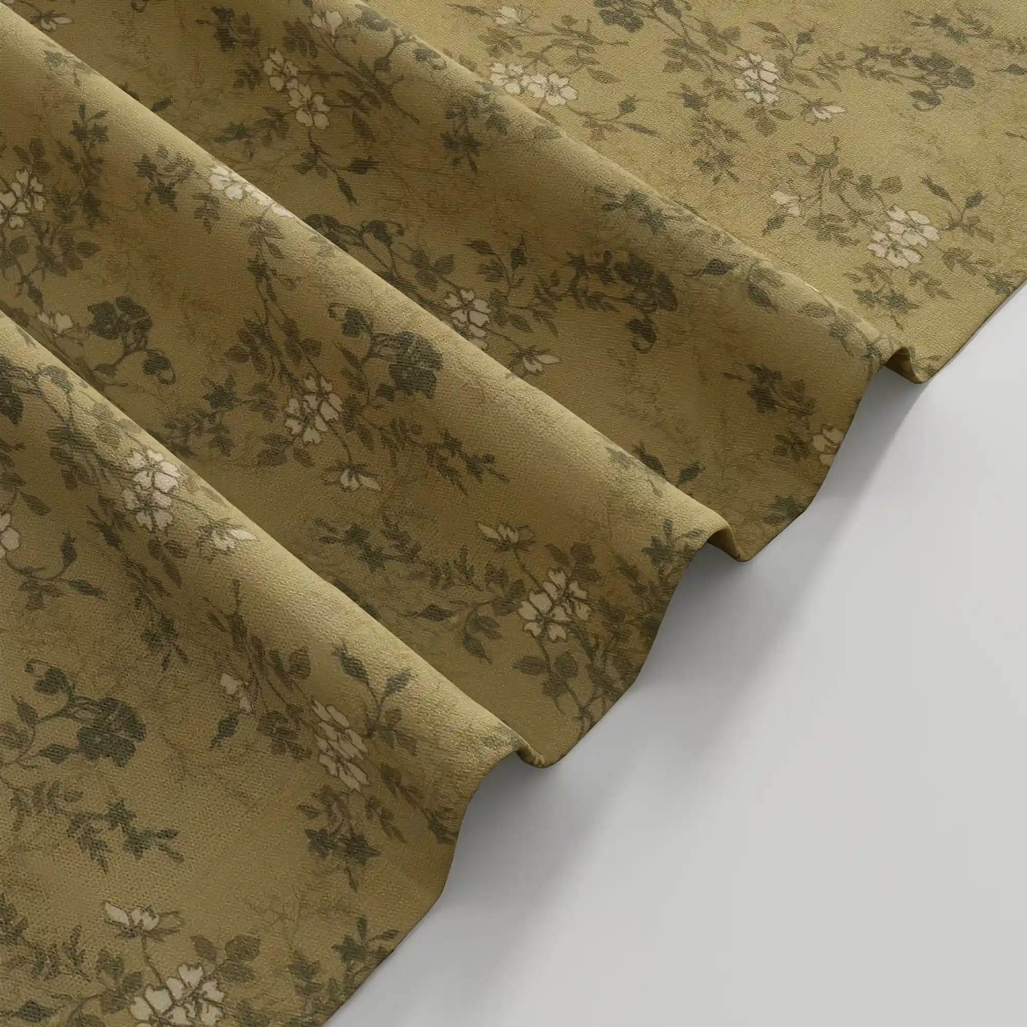 Sara Le Linen Copper Floral Print Pinch Pleat Curtain Unlined - Image 5