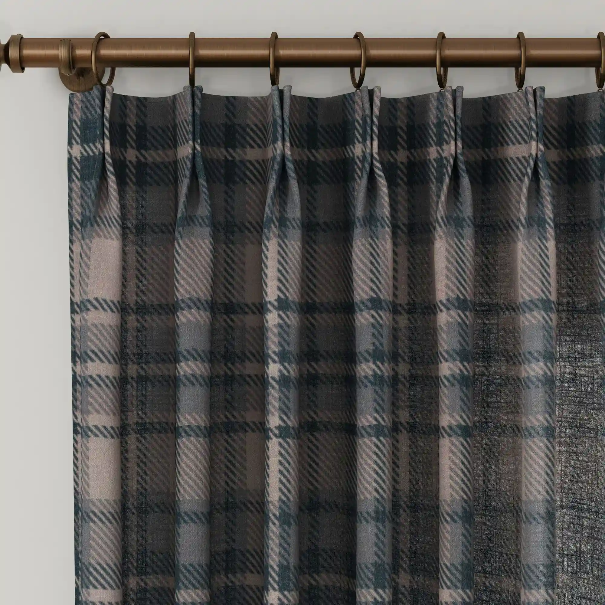 Sara Le Linen Raisin Plaid Print Pinch Pleat Curtain Unlined - Image 2