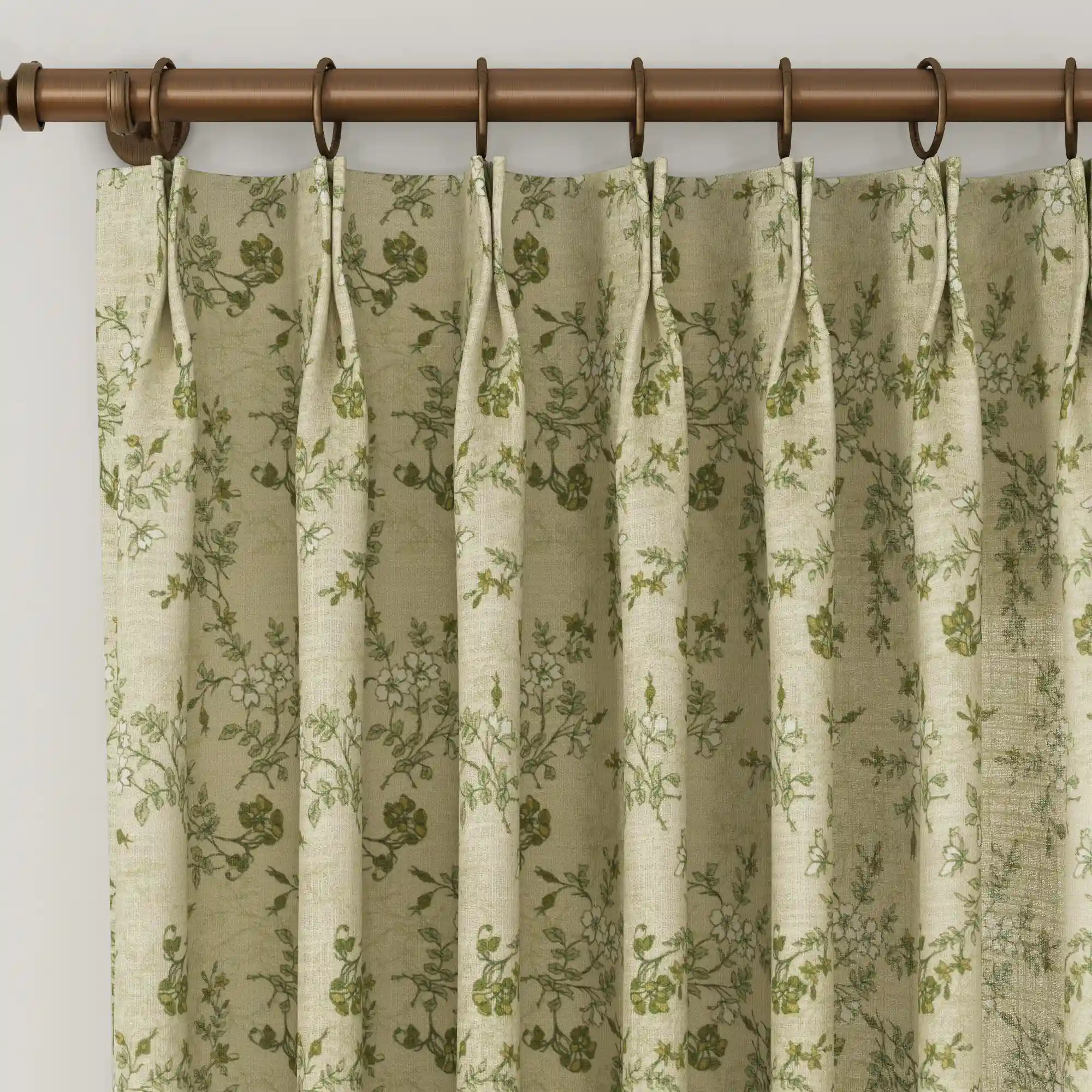 Sara Le Vintage Linen Floral Print Pinch Pleat Curtain Unlined - Image 2