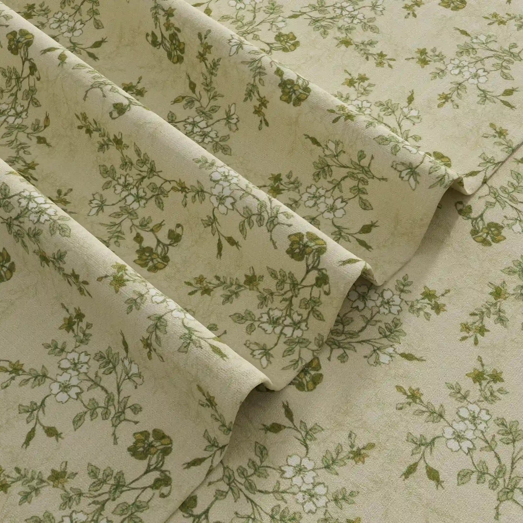 Sara Le Vintage Linen Floral Print Pinch Pleat Curtain Unlined - Image 4