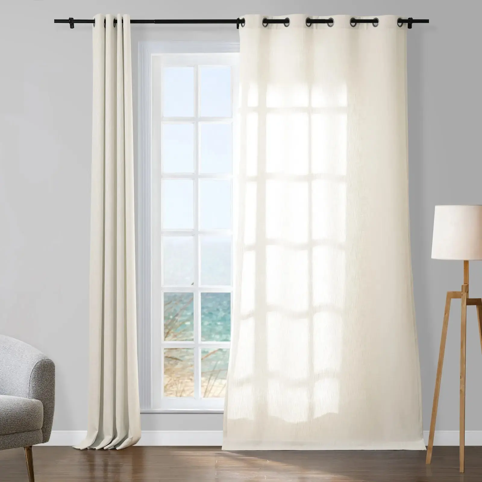 Sarai Textured Metallic Cotton Blend Curtain Grommet - Image 13
