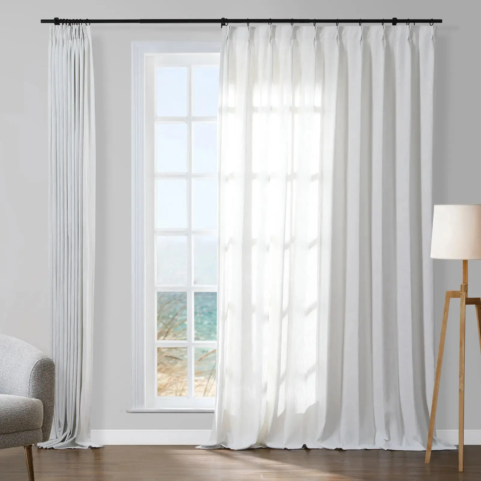 Sarai Textured Metallic Cotton Blend Curtain Pleated - Image 18