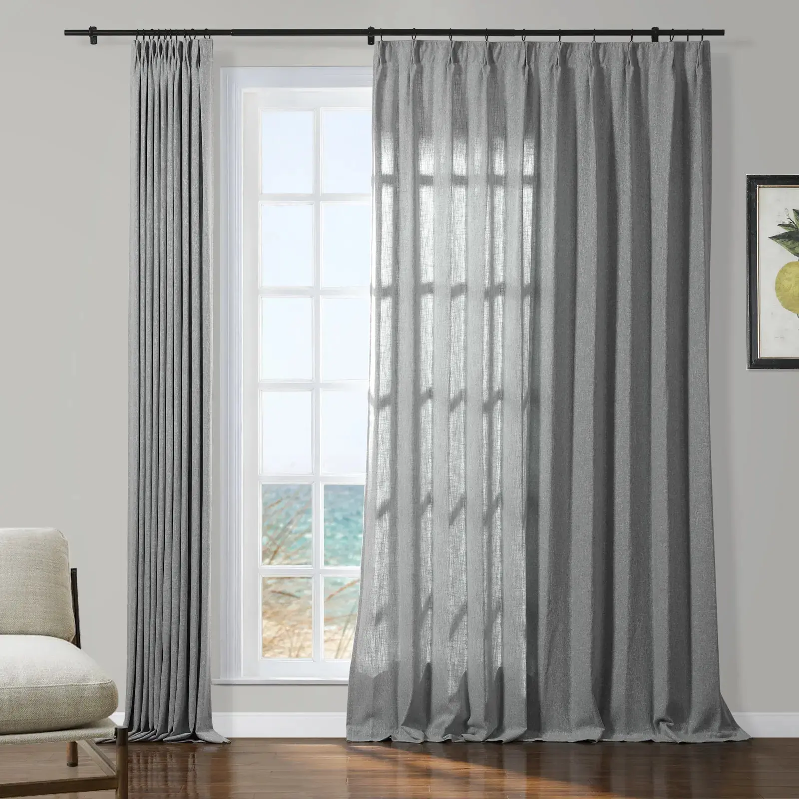 Sarai Textured Metallic Cotton Blend Curtain Pleated - Image 19