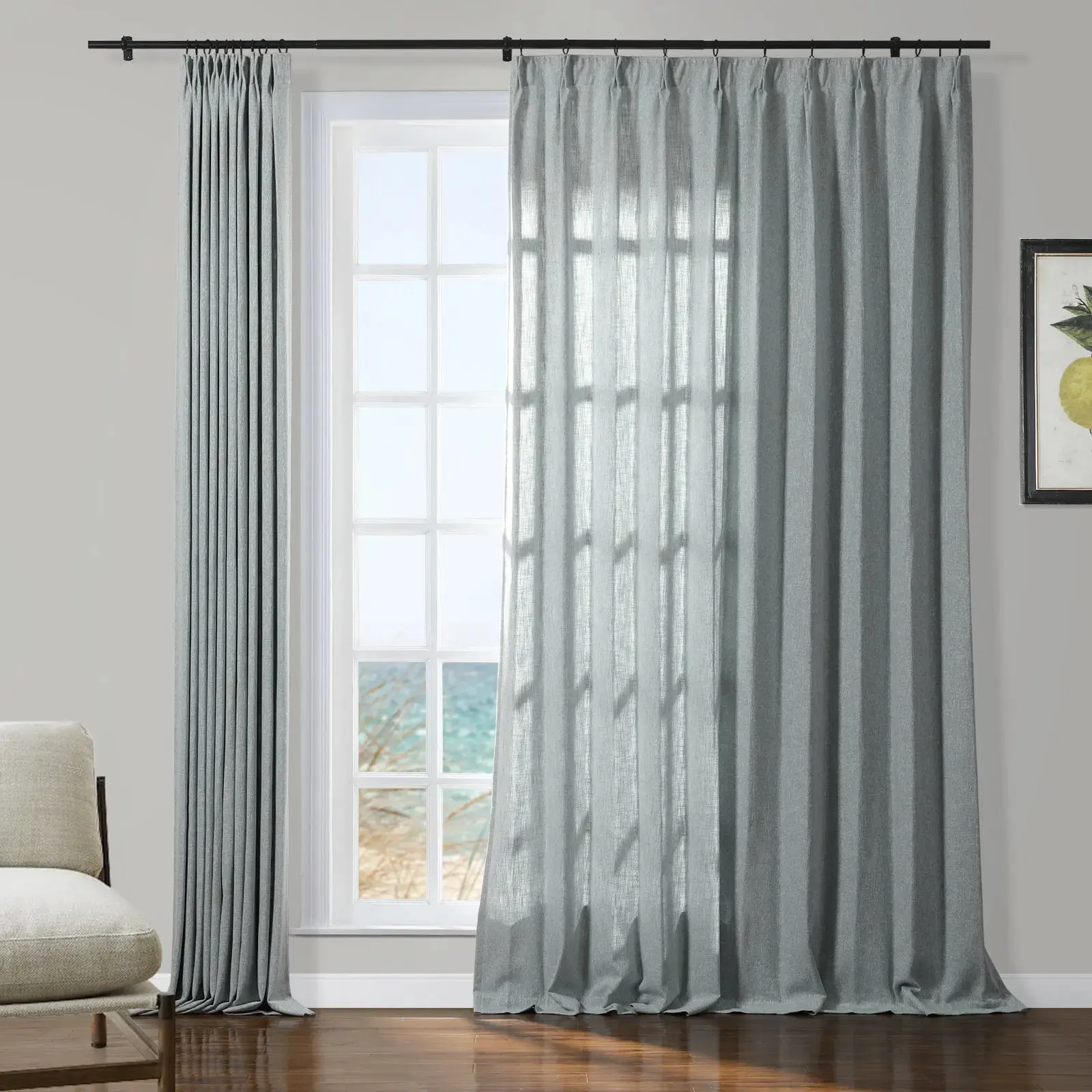 Sarai Textured Metallic Cotton Blend Curtain Pleated - Image 20