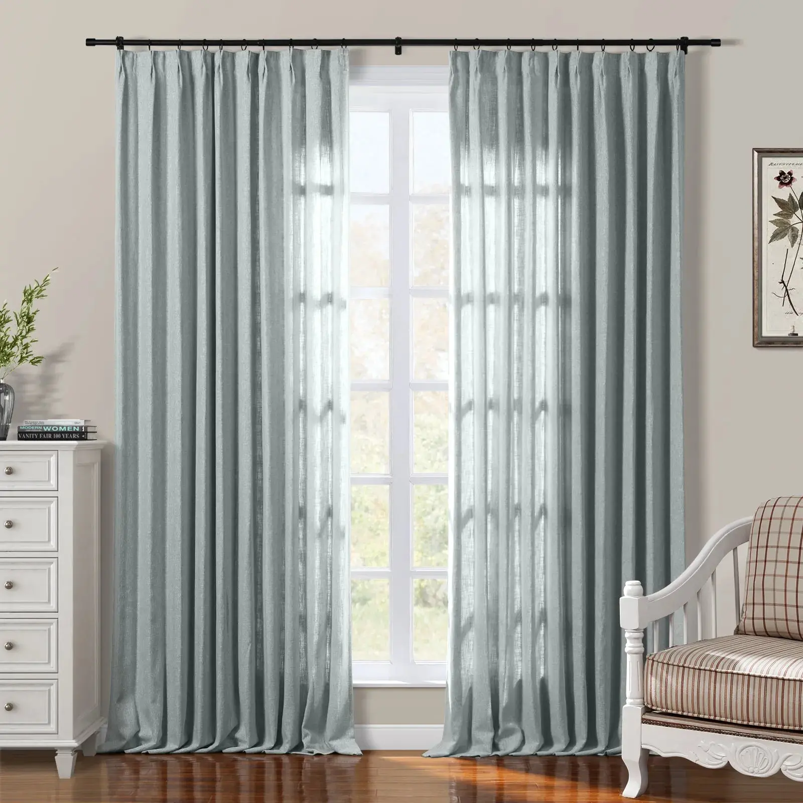 Sarai Textured Metallic Cotton Blend Curtain Pleated - Image 23