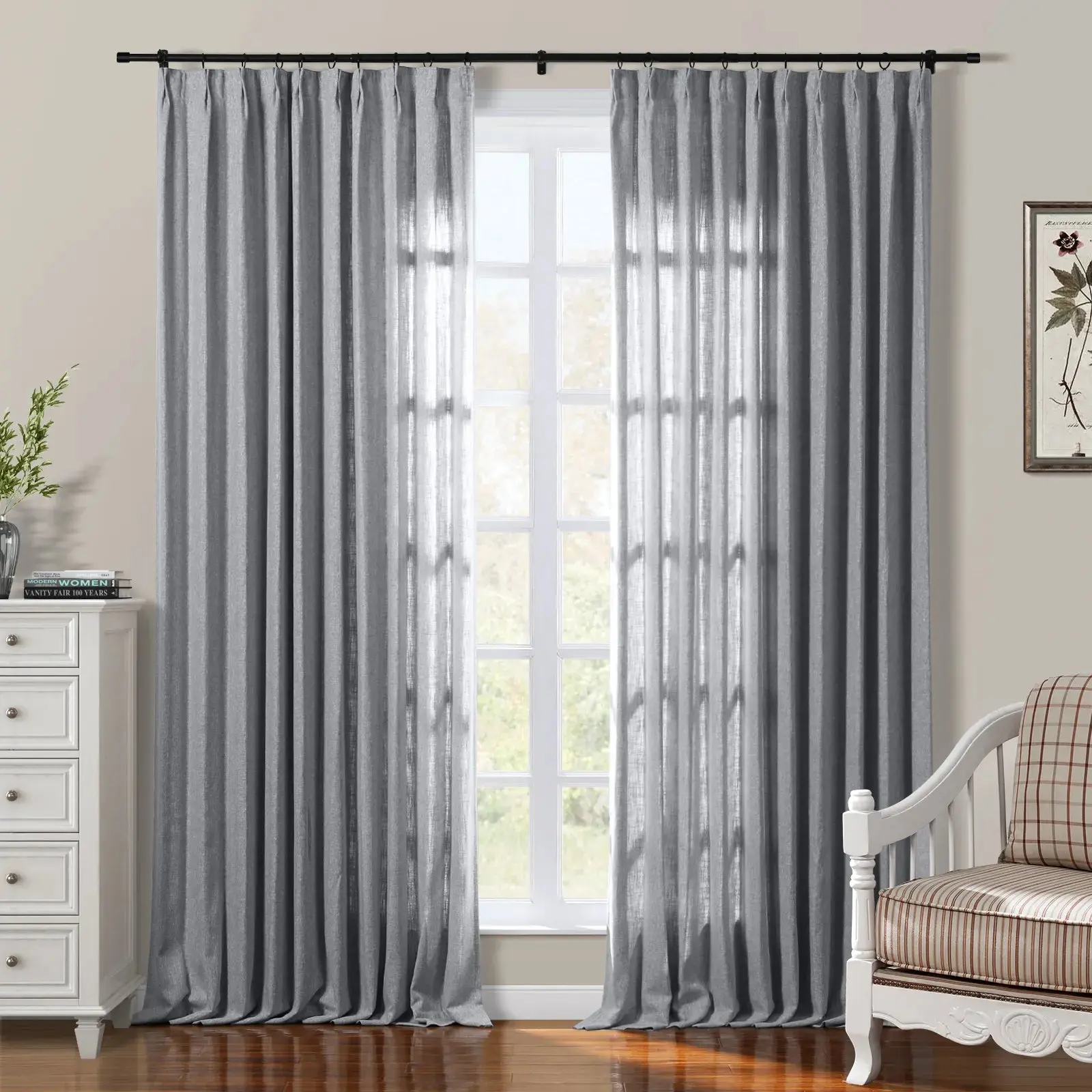 Sarai Textured Metallic Cotton Blend Curtain Pleated - Image 25