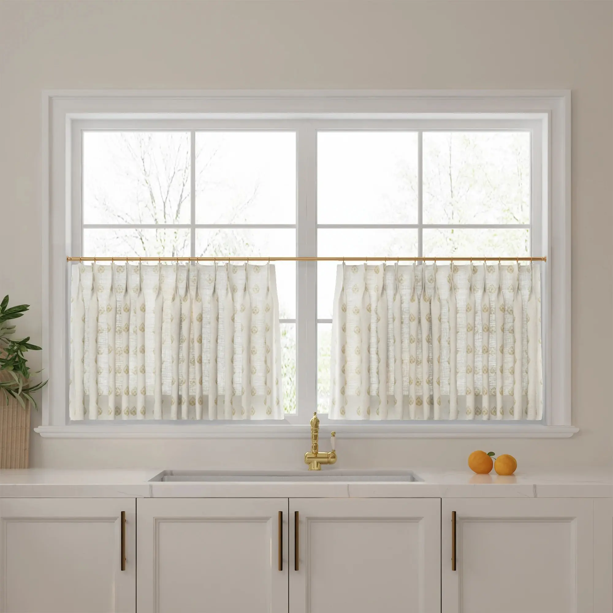 Stefana Silber Print Linen Pleated Cafe Curtains - Image 20