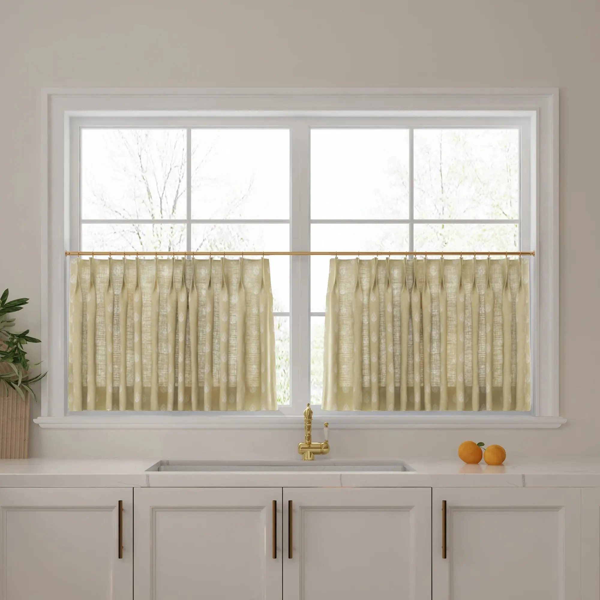 Stefana Silber Print Linen Pleated Cafe Curtains - Image 23