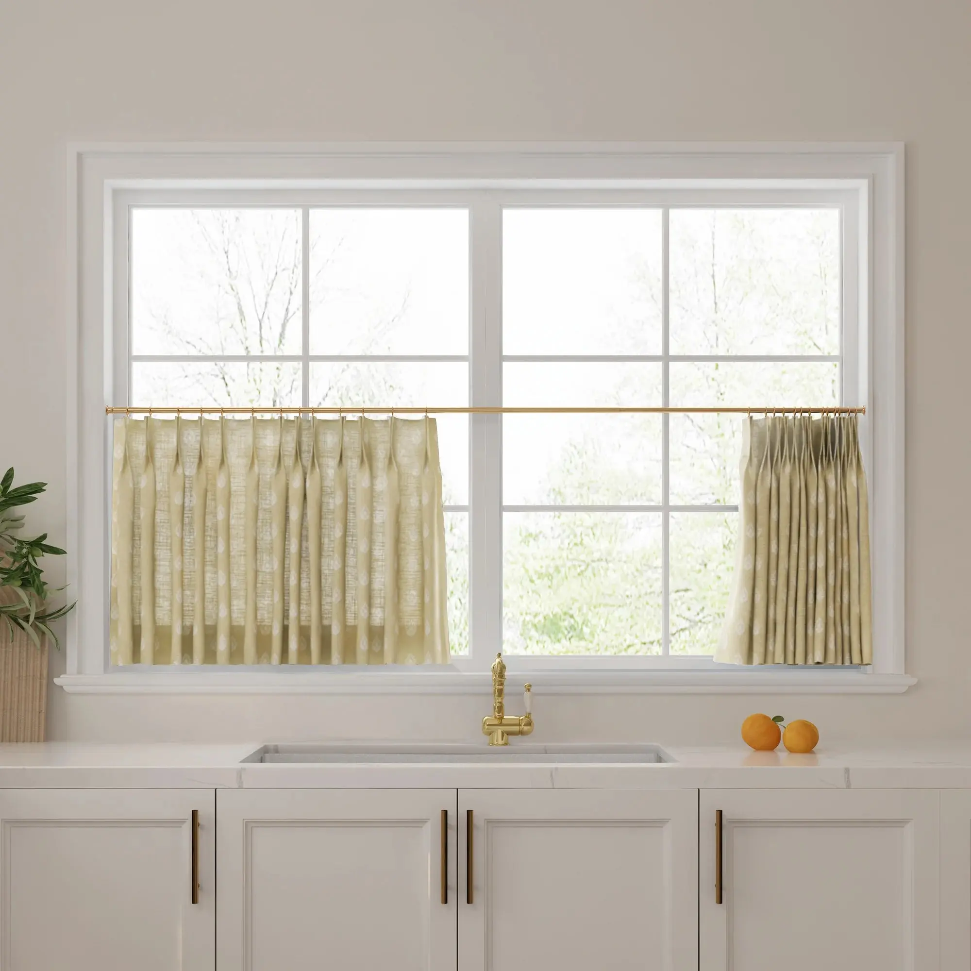 Stefana Silber Print Linen Pleated Cafe Curtains - Image 25