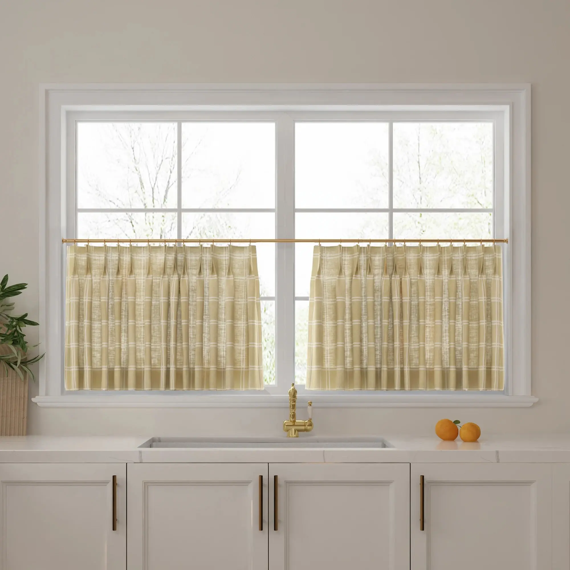 Stefana Silber Print Linen Pleated Cafe Curtains - Image 29