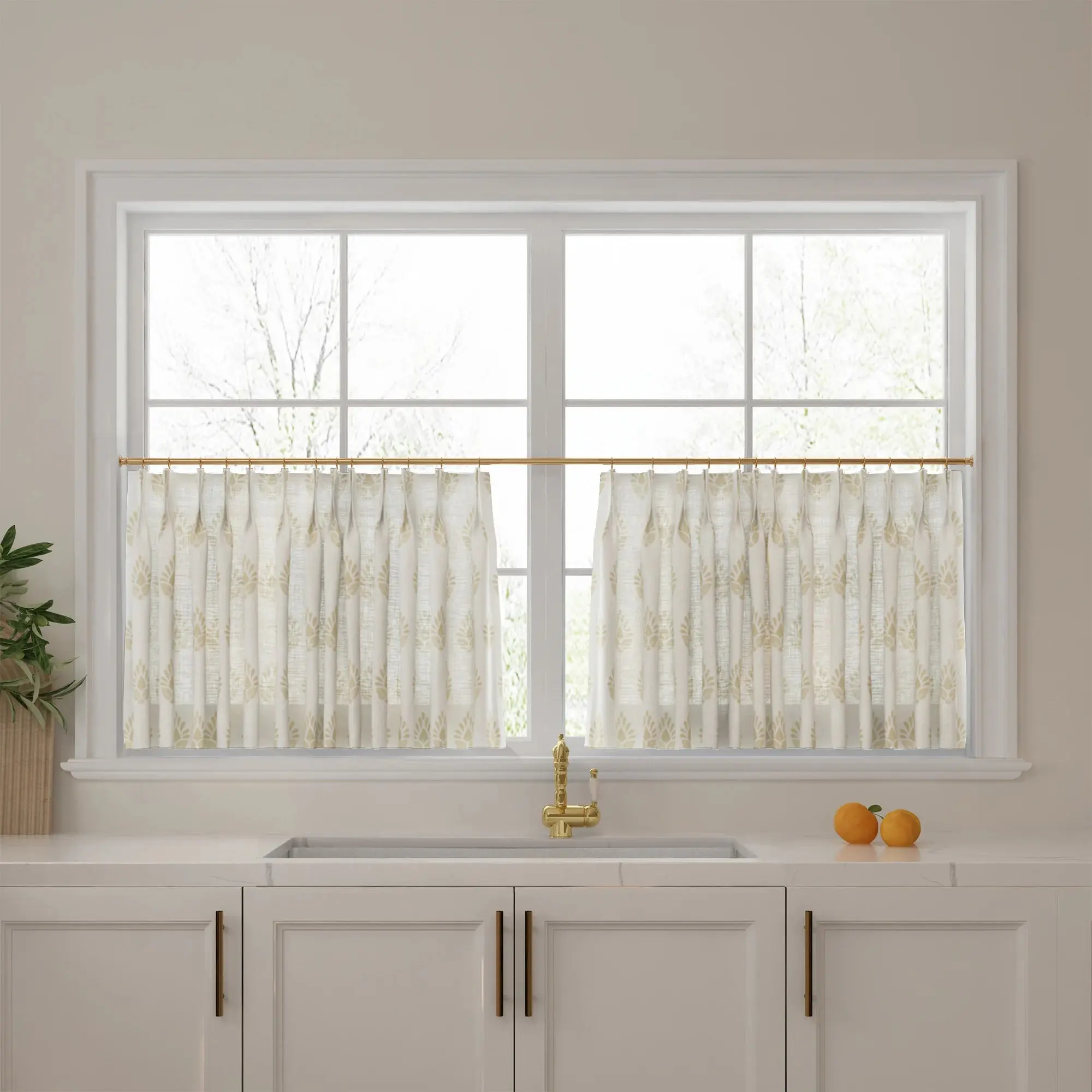 Stefana Silber Print Linen Pleated Cafe Curtains - Image 38