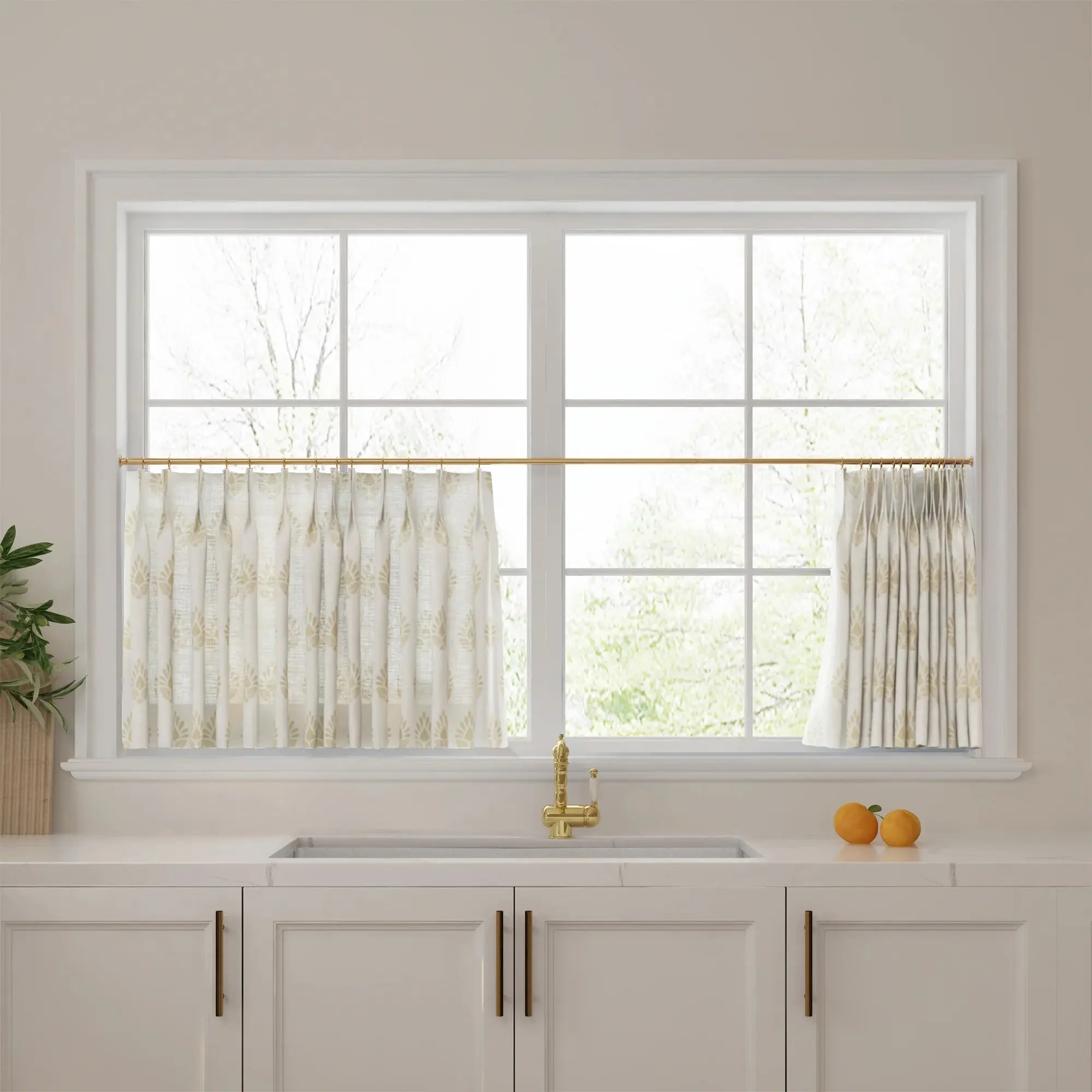 Stefana Silber Print Linen Pleated Cafe Curtains - Image 40