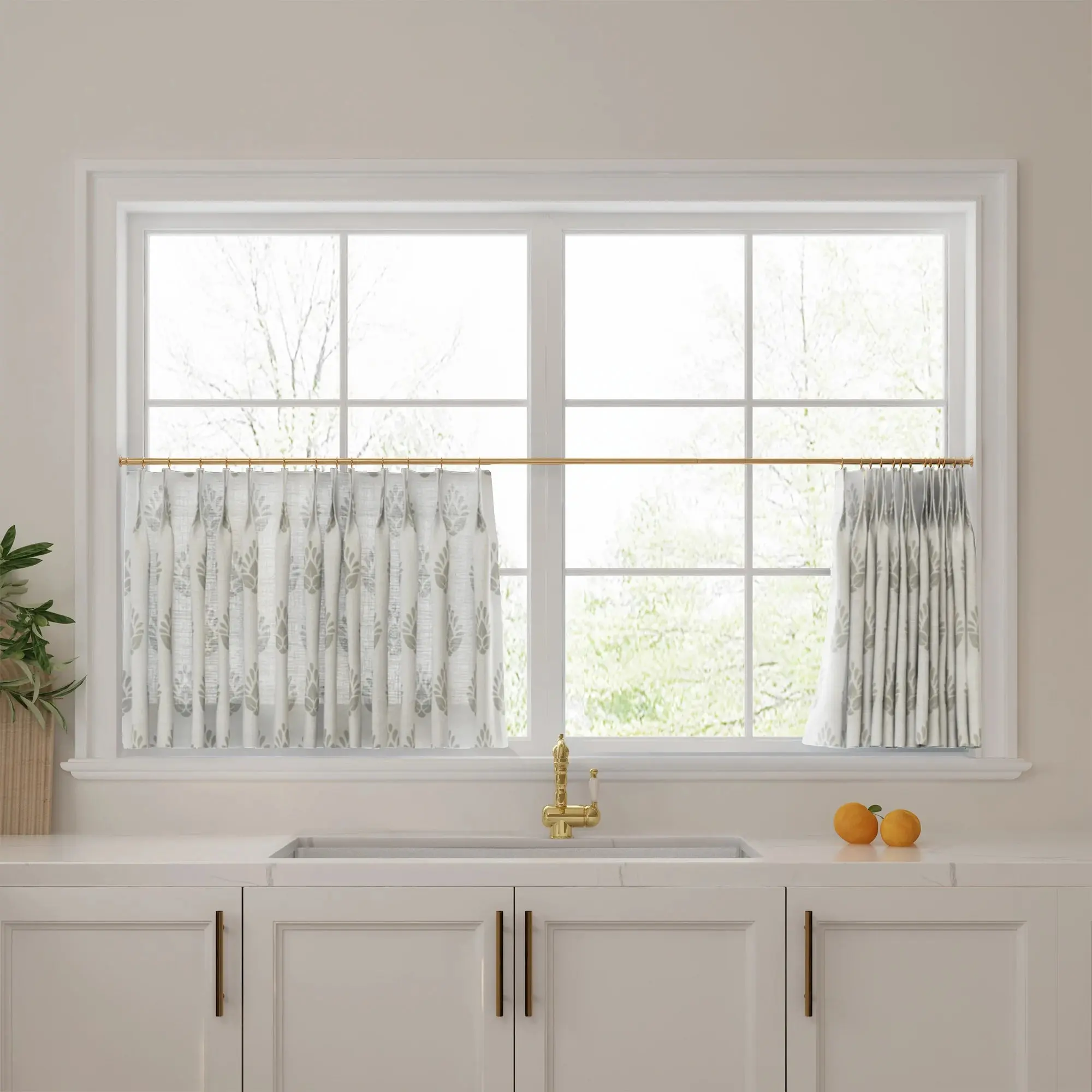 Stefana Silber Print Linen Pleated Cafe Curtains - Image 43