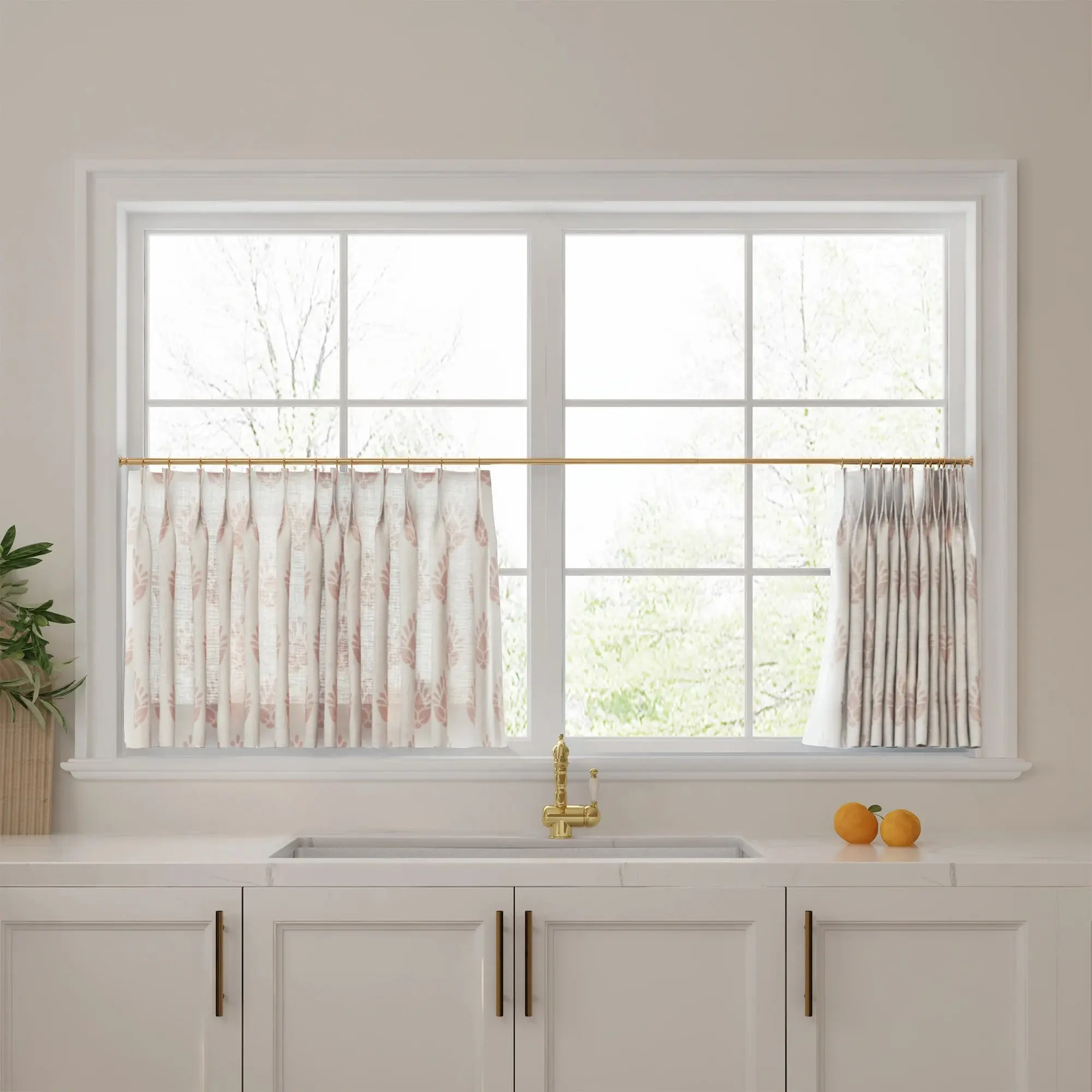 Stefana Silber Print Linen Pleated Cafe Curtains - Image 46