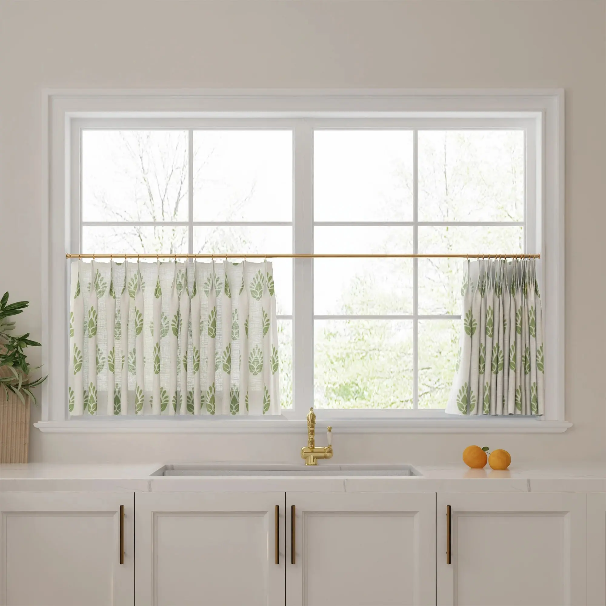 Stefana Silber Print Linen Pleated Cafe Curtains - Image 49