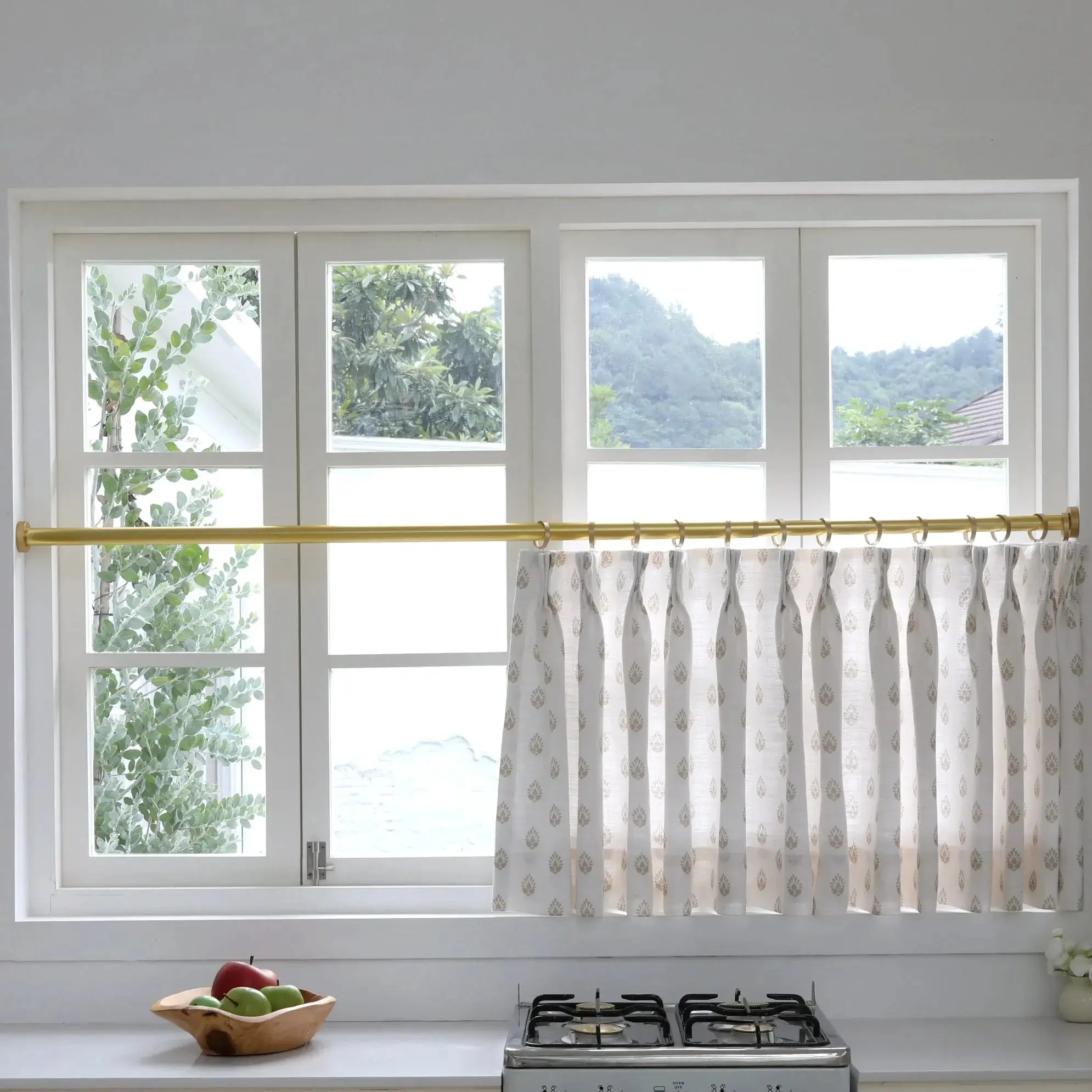 Stefana Silber Print Linen Pleated Cafe Curtains - Image 57