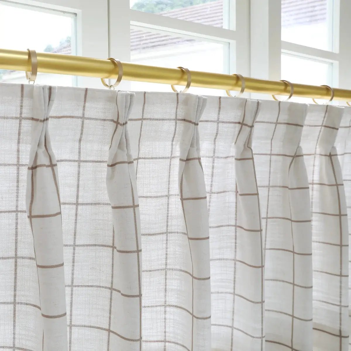 Stefana Silber Print Linen Pleated Cafe Curtains - Image 8