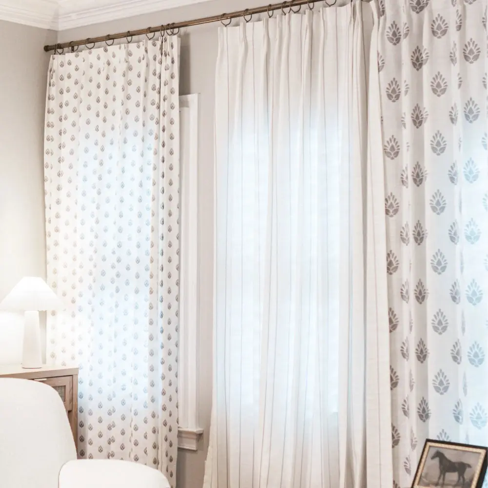 Stefana Silber Print Linen Blend Curtain Drapery Pleated - Image 15