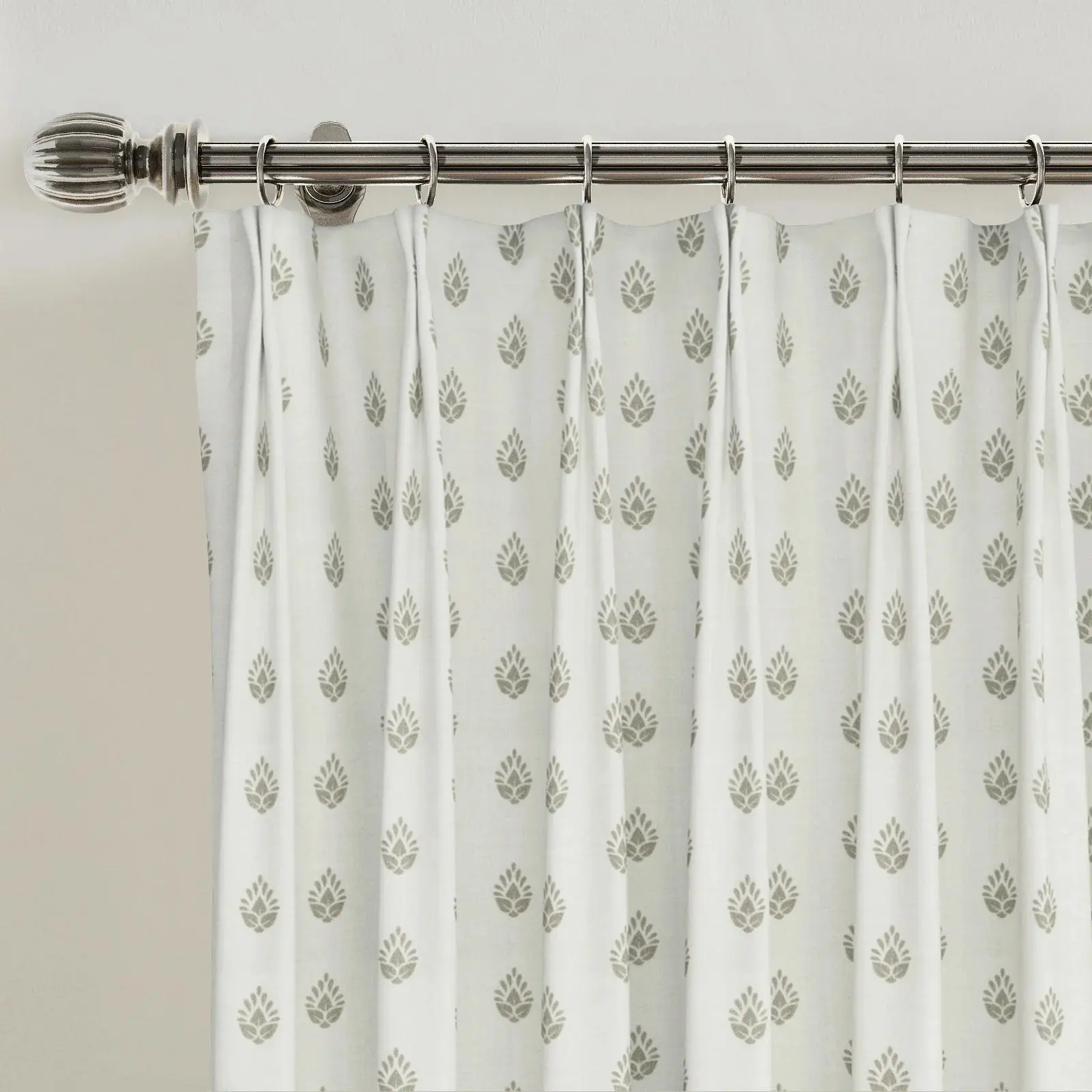 Stefana Silber Print Linen Blend Curtain Drapery Pleated - Image 35