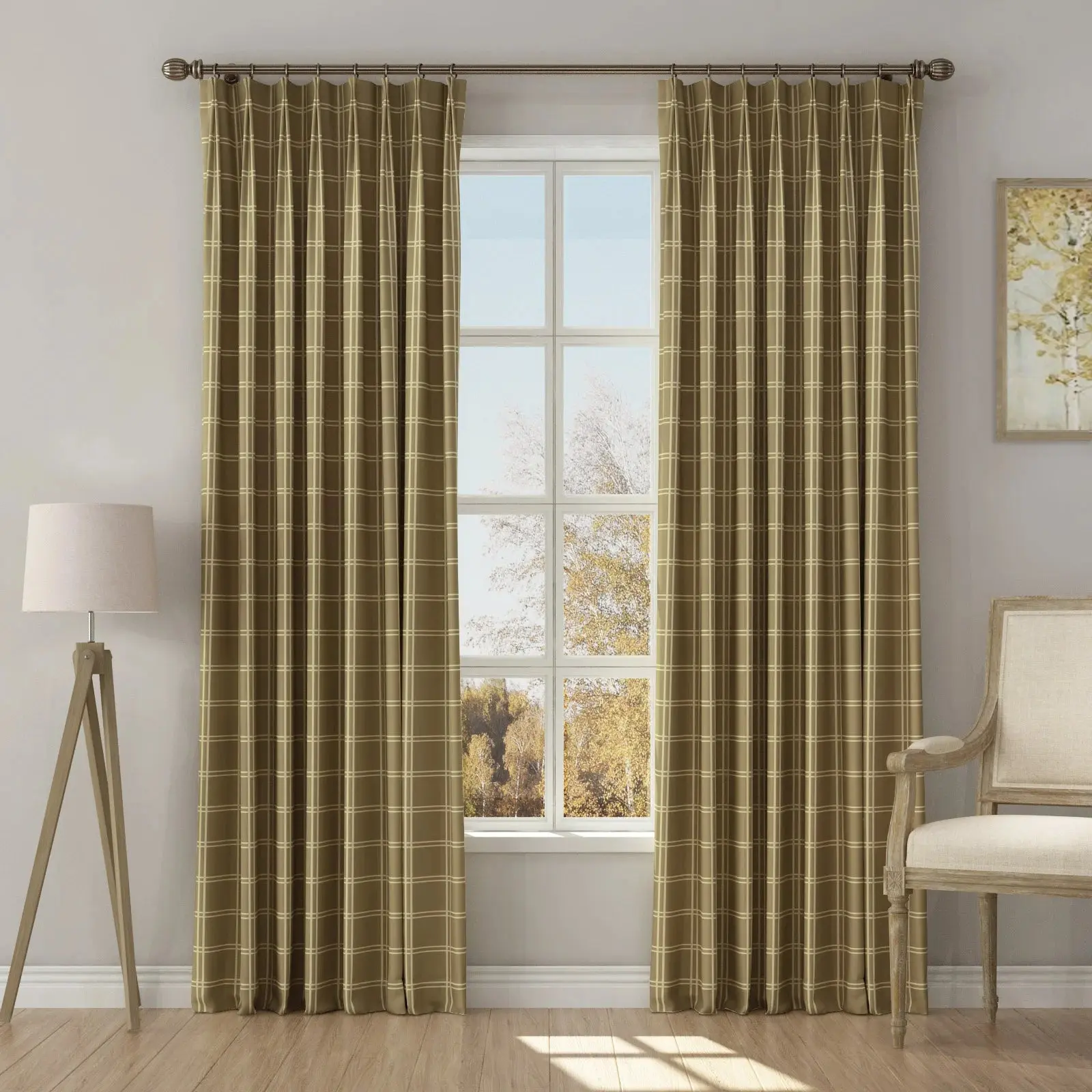 Stefana Silber Print Linen Blend Curtain Drapery Pleated - Image 40