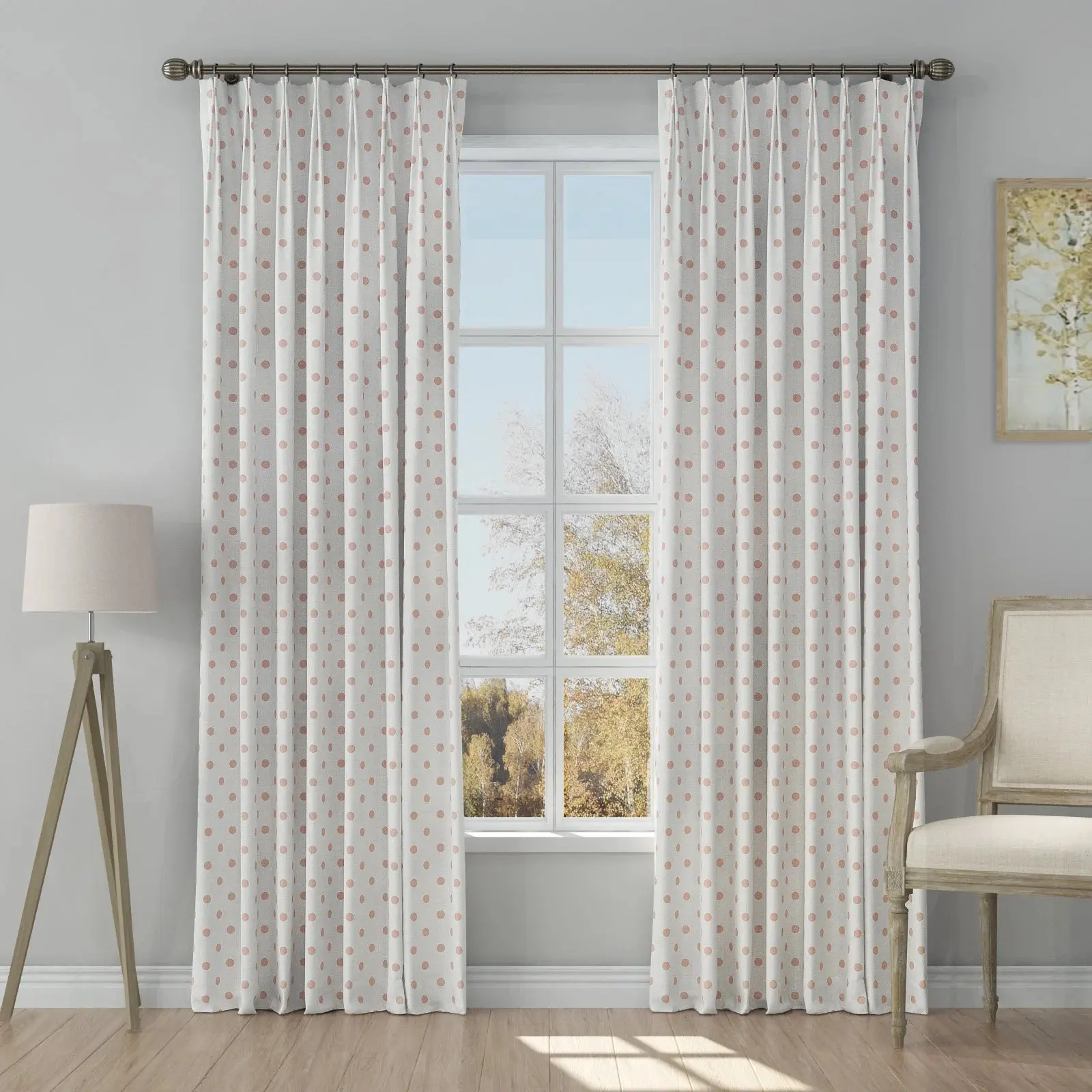 Stefana Silber Print Linen Blend Curtain Drapery Pleated - Image 52