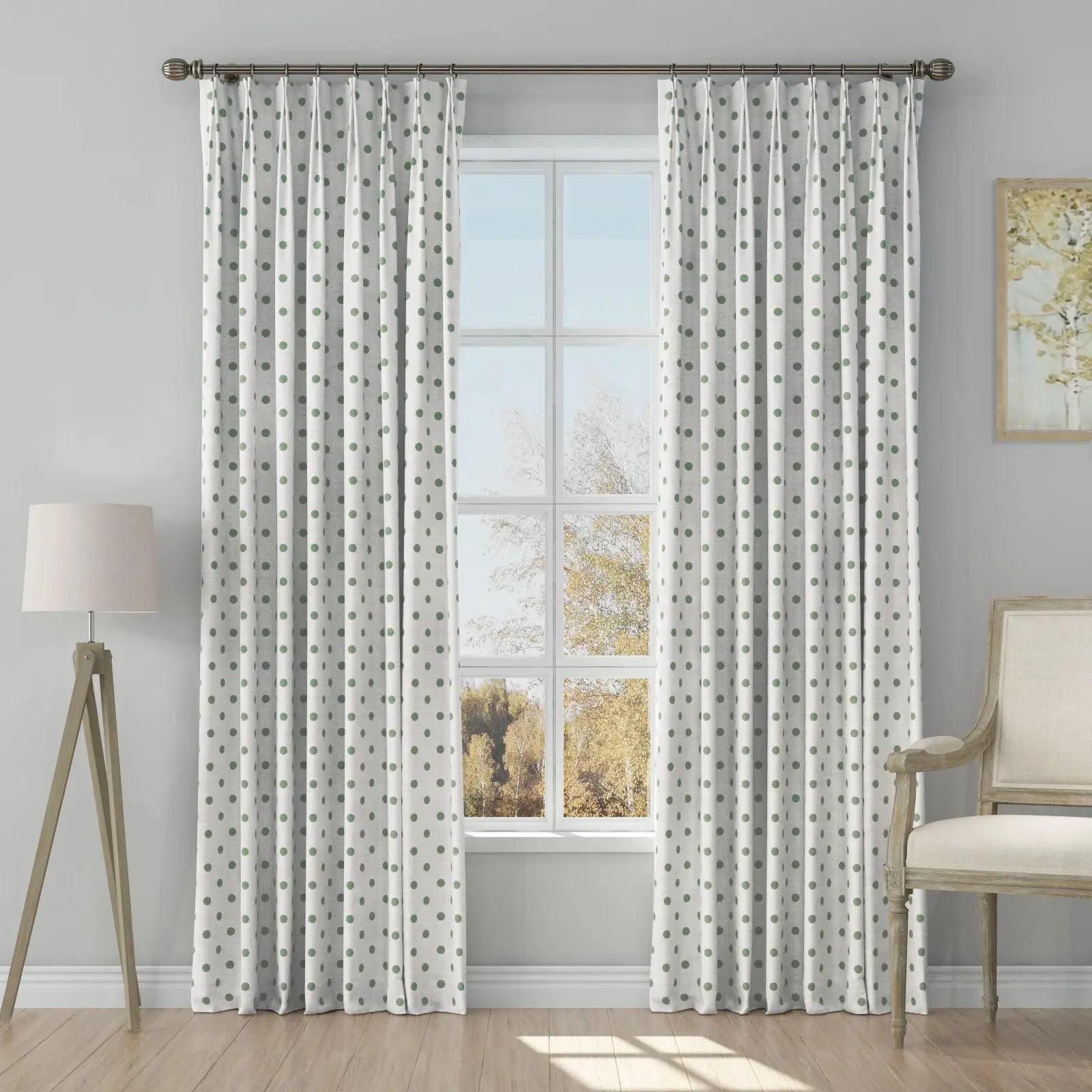 Stefana Silber Print Linen Blend Curtain Drapery Pleated - Image 54