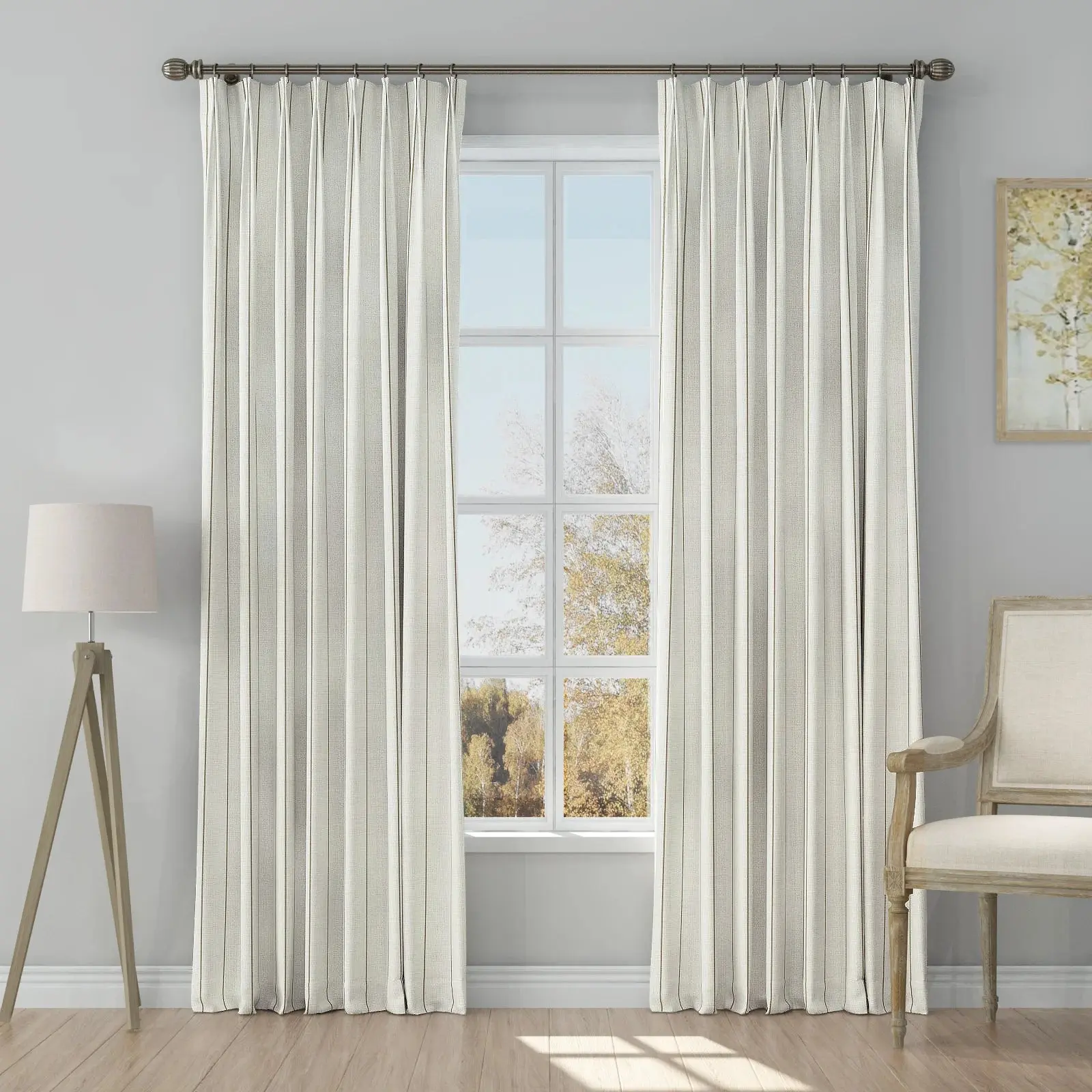 Stefana Silber Print Linen Blend Curtain Drapery Pleated - Image 64