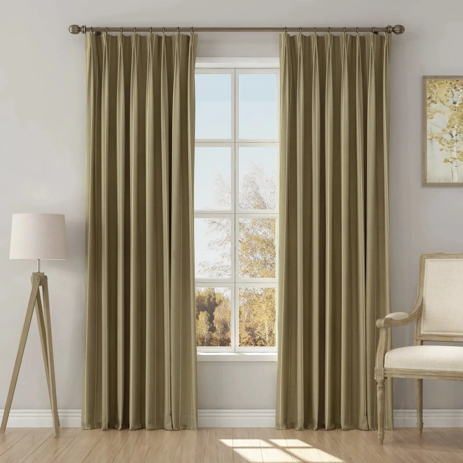 Stefana Silber Print Linen Blend Curtain Drapery Pleated - Image 68
