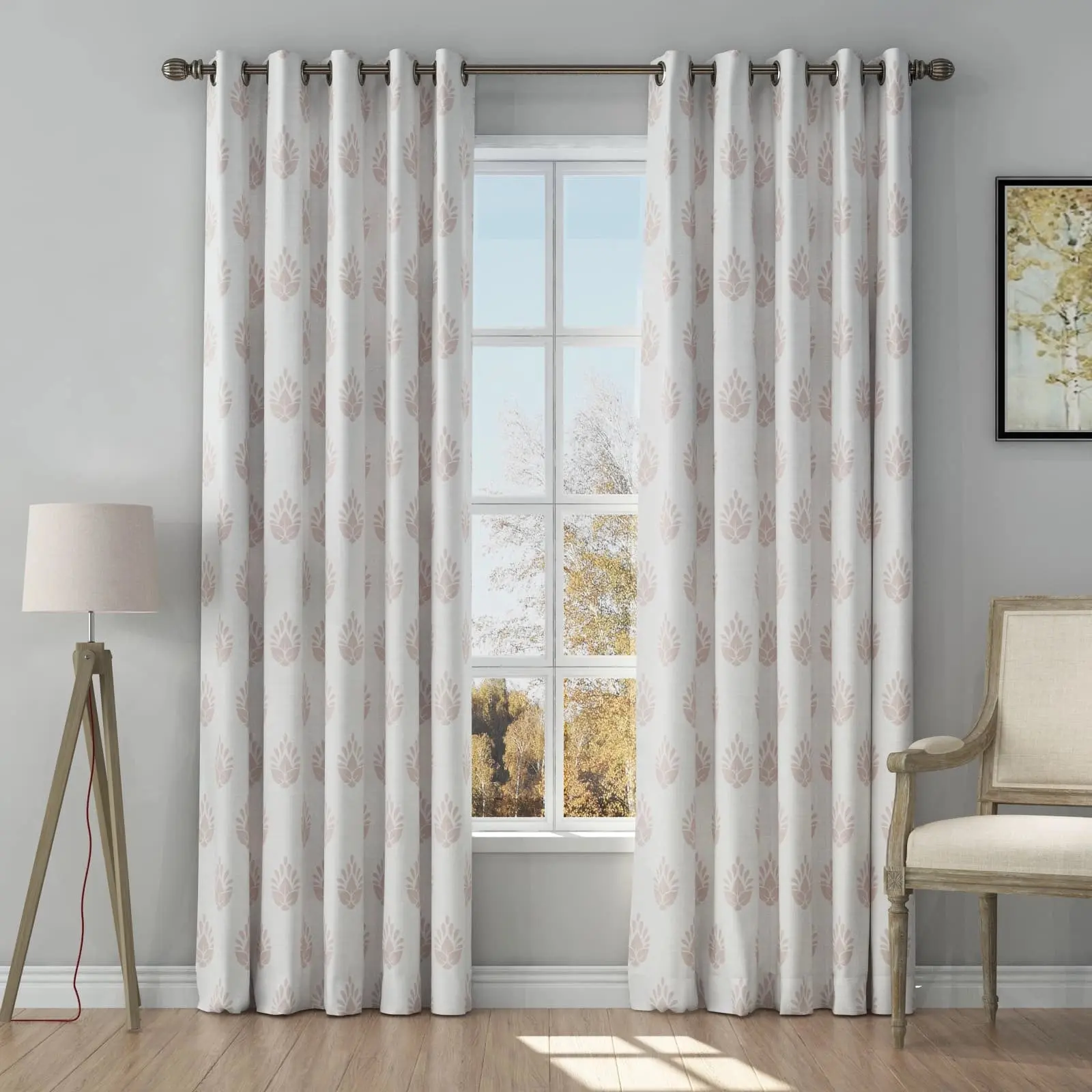Stefana Silber Print Linen Curtain Drapery Grommet - Image 10