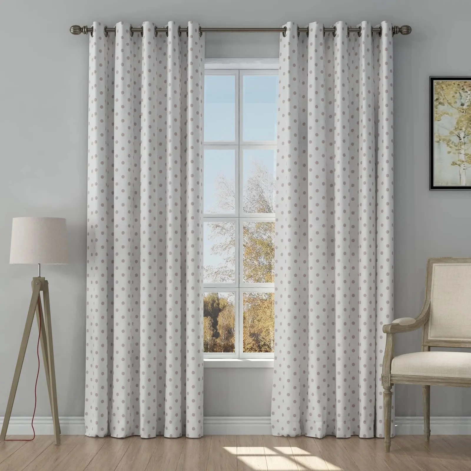 Stefana Silber Print Linen Curtain Drapery Grommet - Image 12