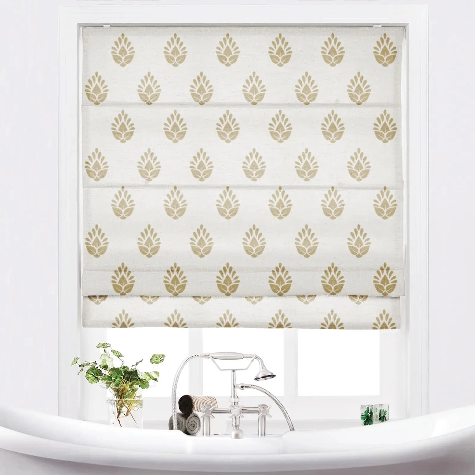Stefana Silber Printed Cordless Roman Shade Plus Size - Image 11