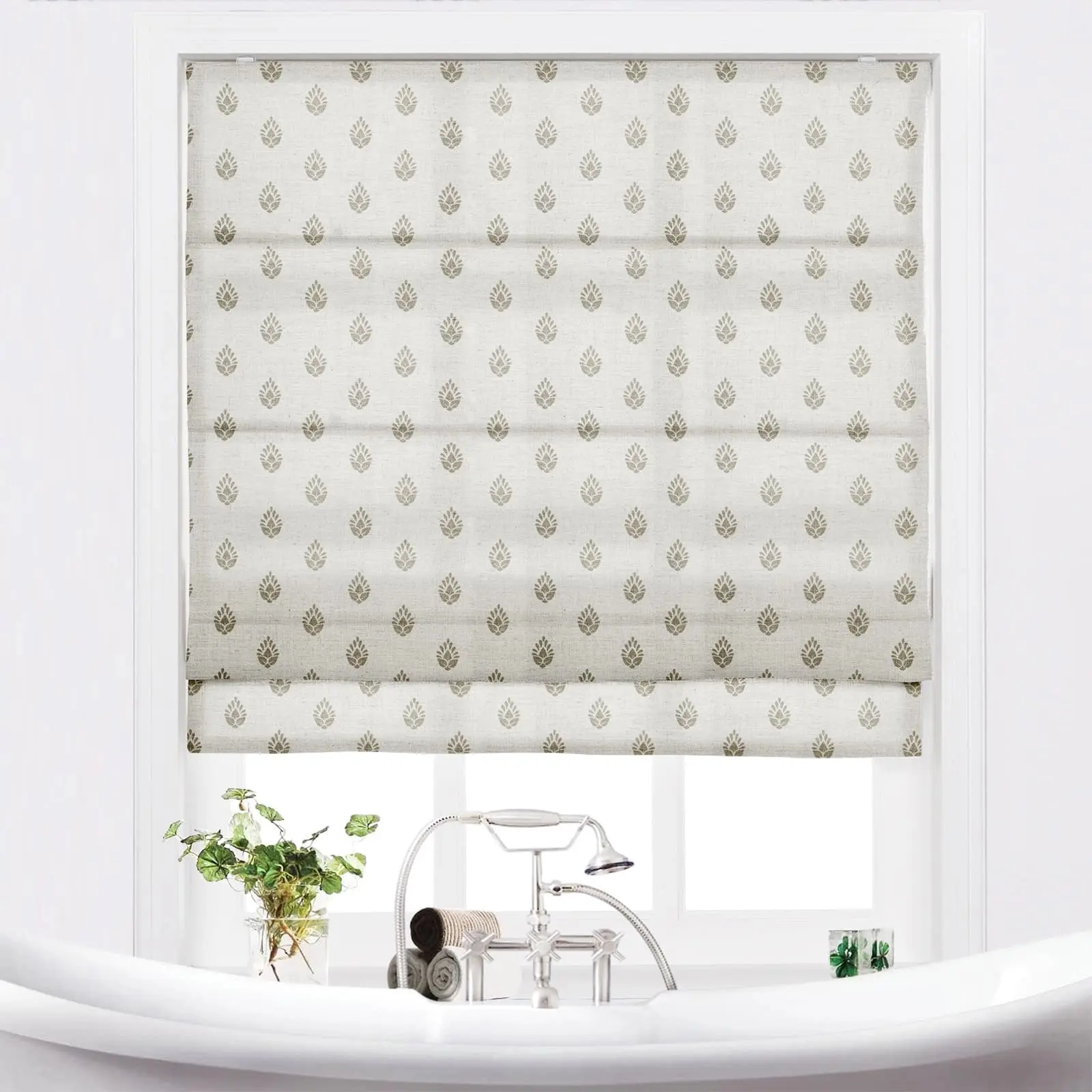 Stefana Silber Printed Cordless Roman Shade Plus Size - Image 20